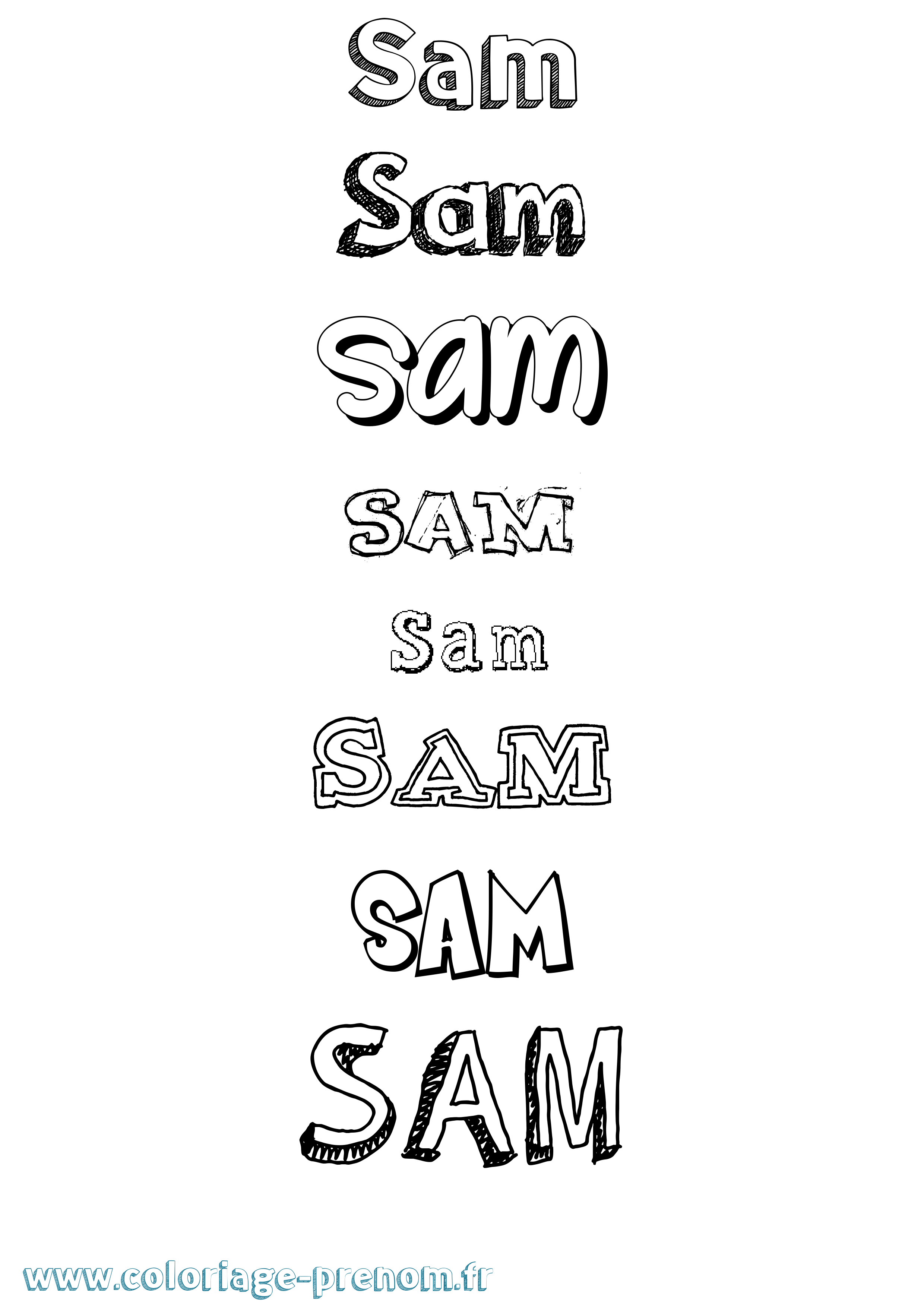 Coloriage Sam Coloriage prénom Sam