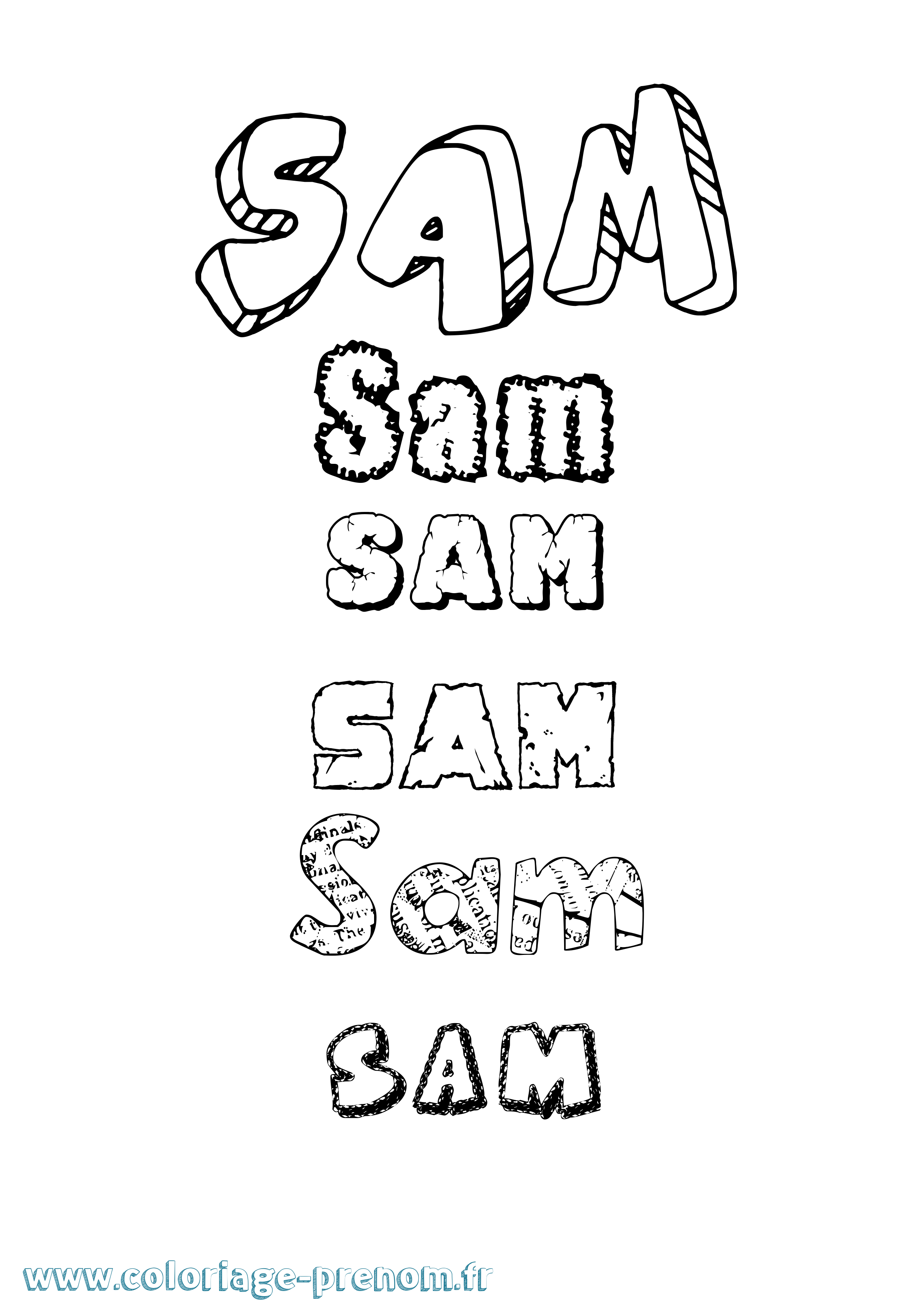 Coloriage prénom Sam Destructuré