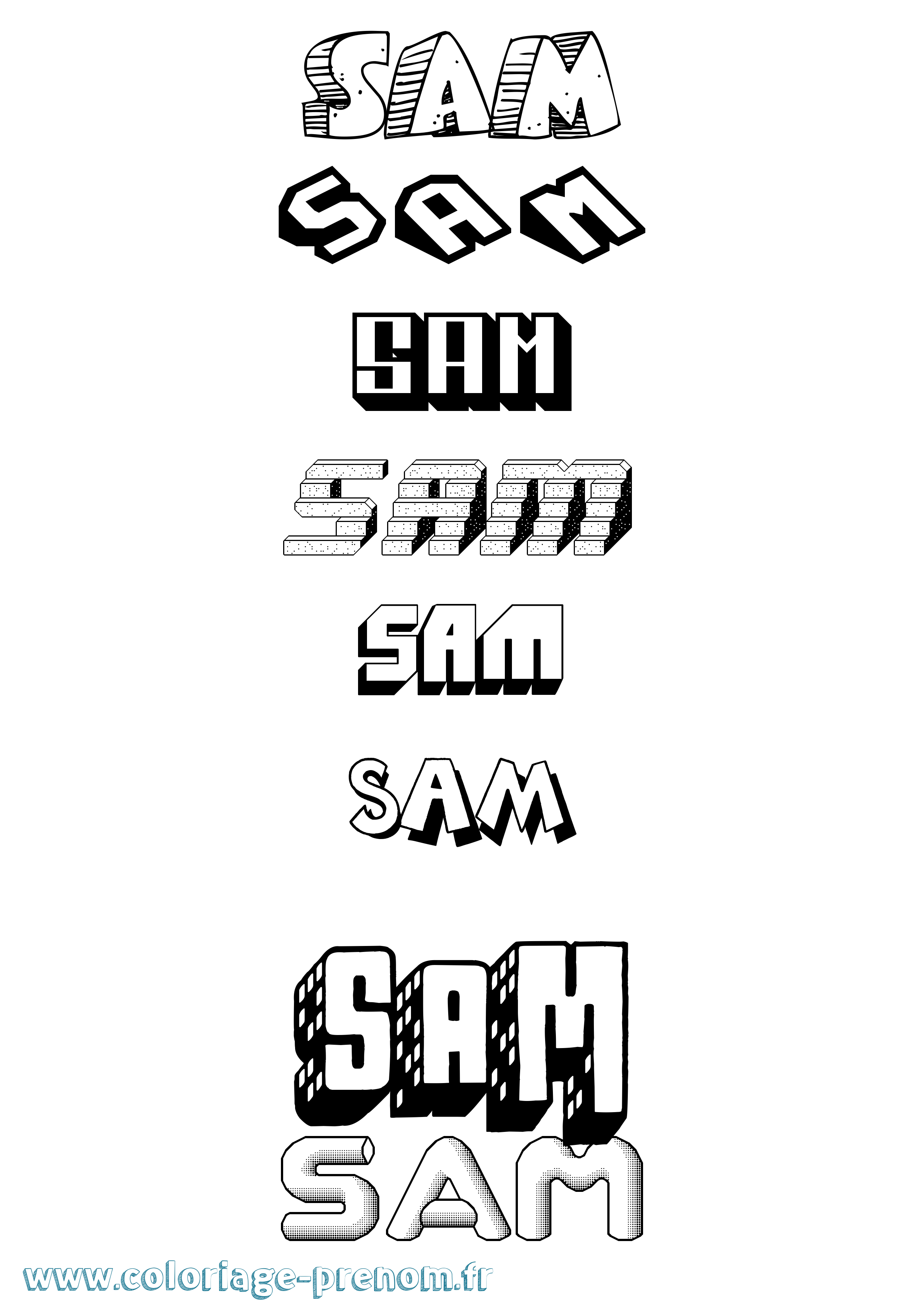 Coloriage Sam Coloriage prénom Sam