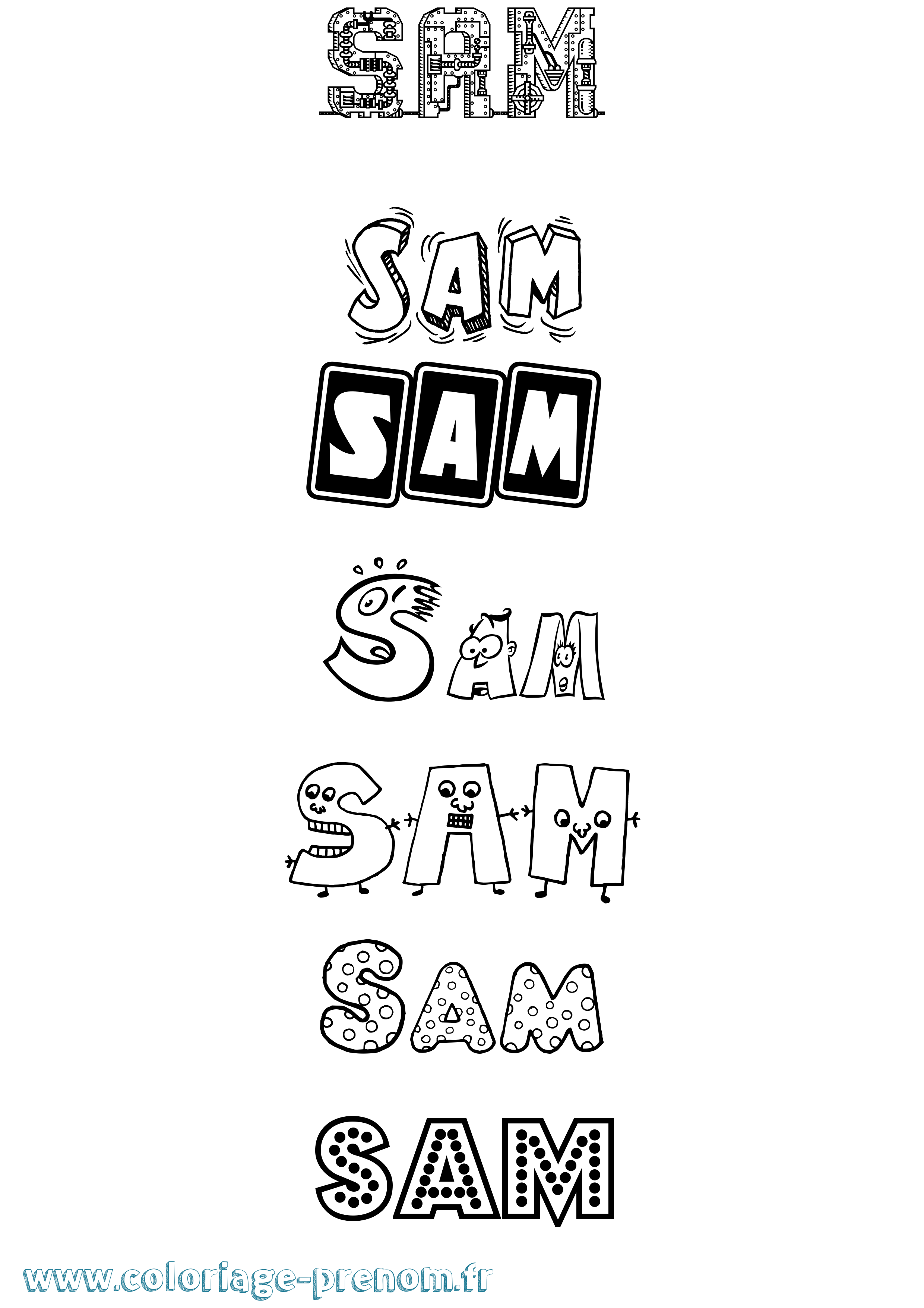 Coloriage prénom Sam Fun