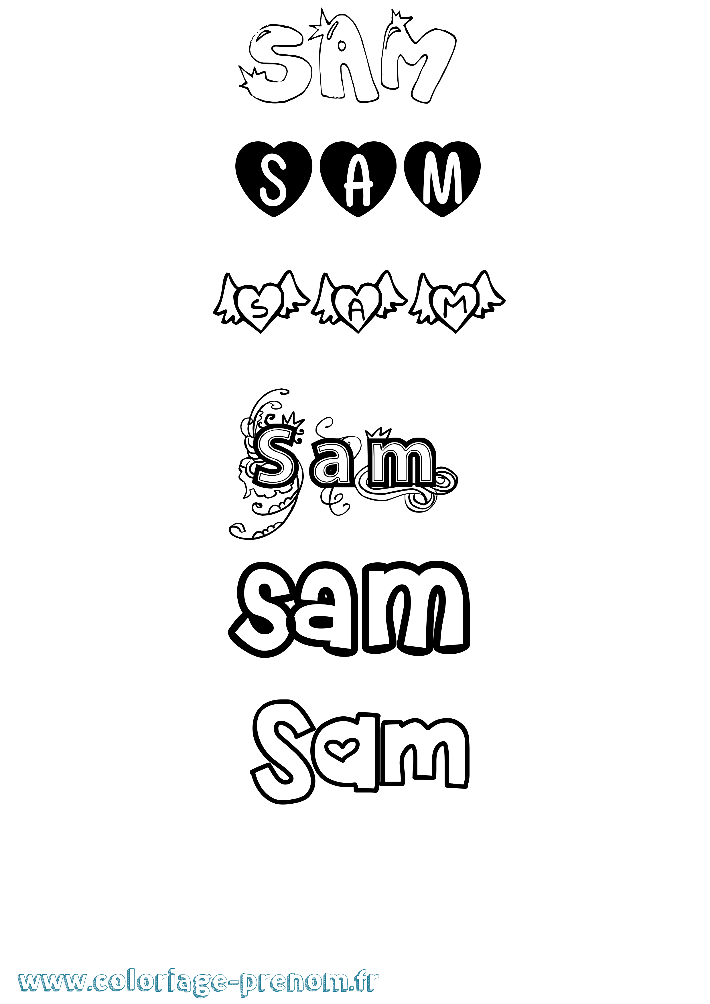 Coloriage prénom Sam Girly