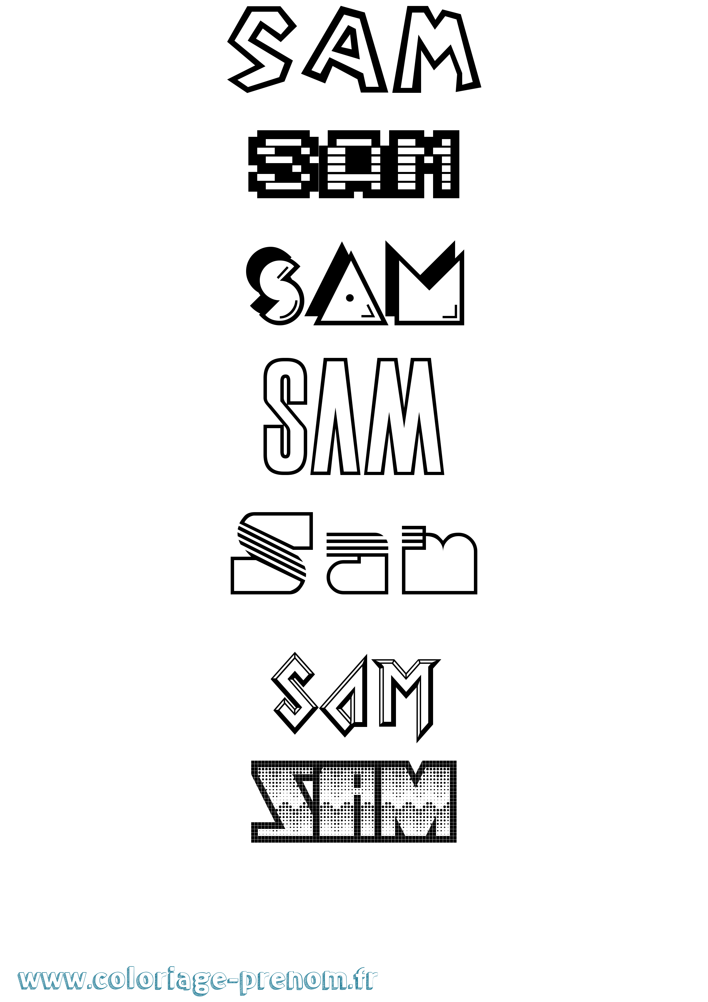 Coloriage Sam Coloriage prénom Sam