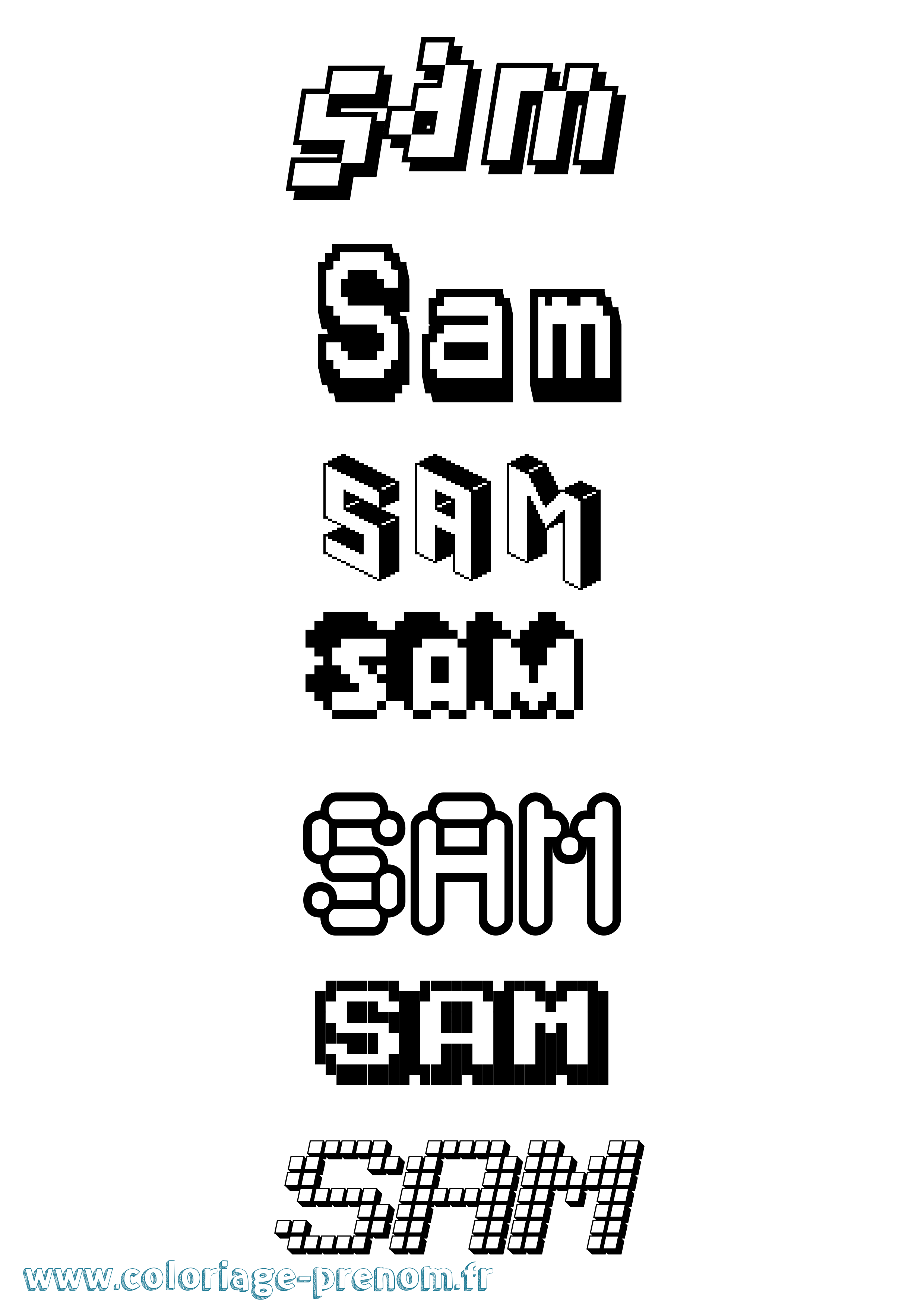 Coloriage prénom Sam Pixel