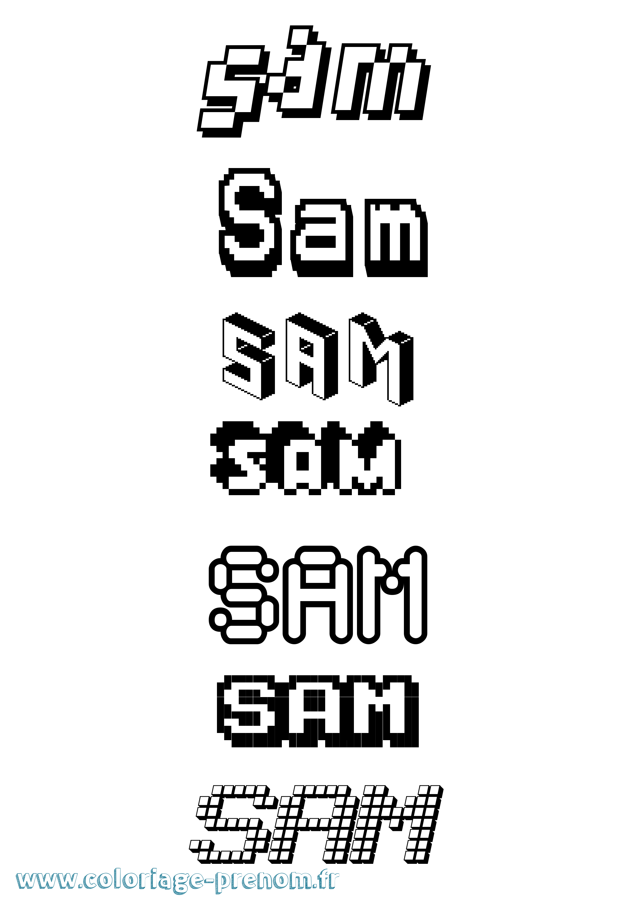 Coloriage Sam Coloriage prénom Sam