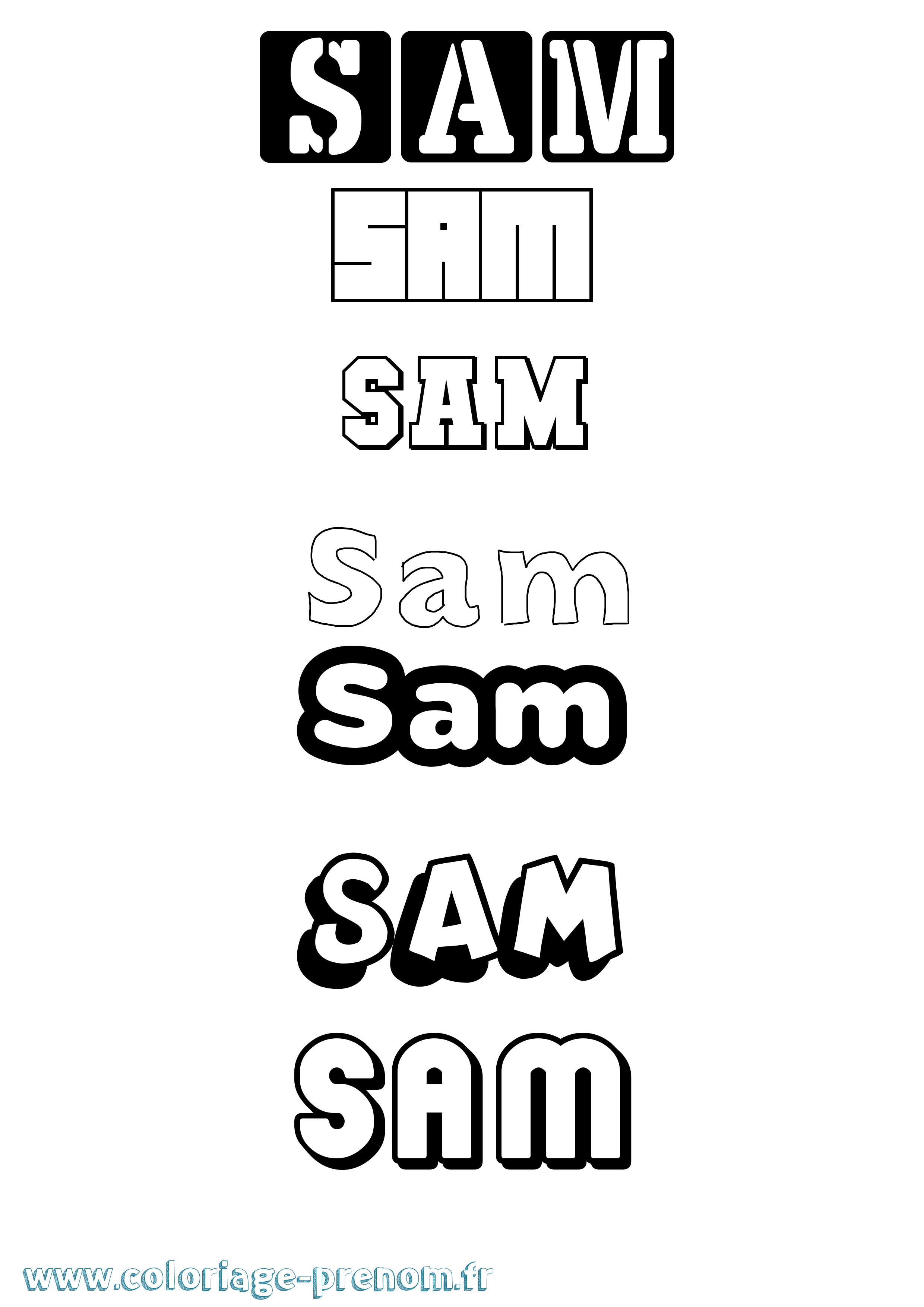 Coloriage prénom Sam Simple