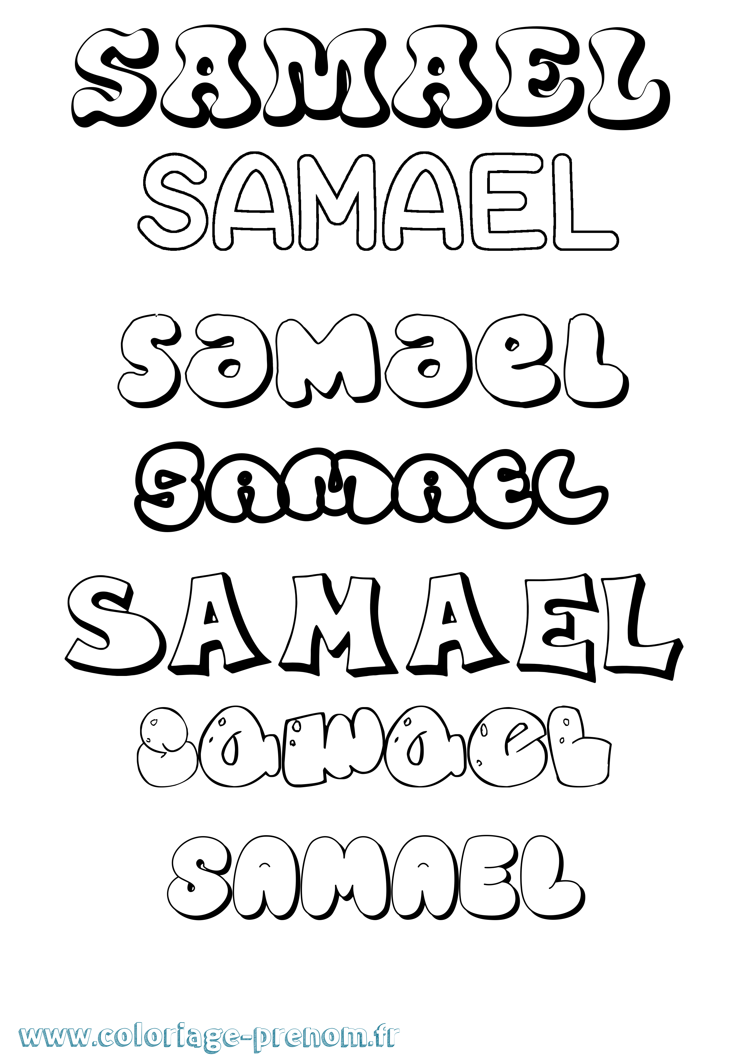 Coloriage prénom Samael Bubble