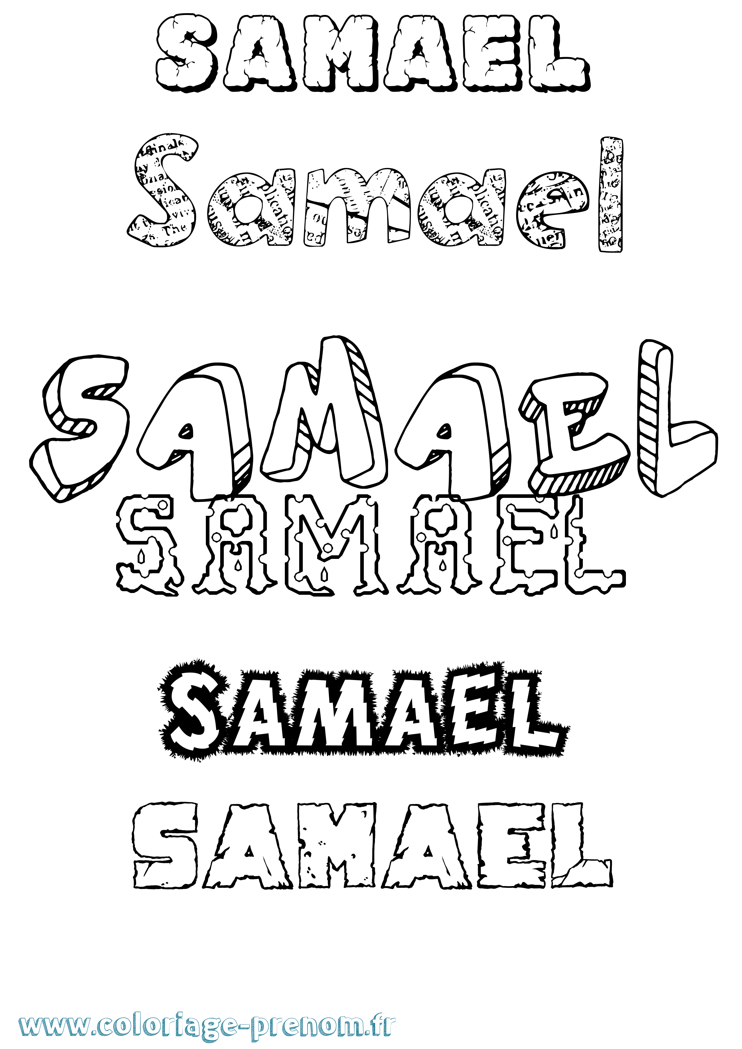 Coloriage prénom Samael Destructuré