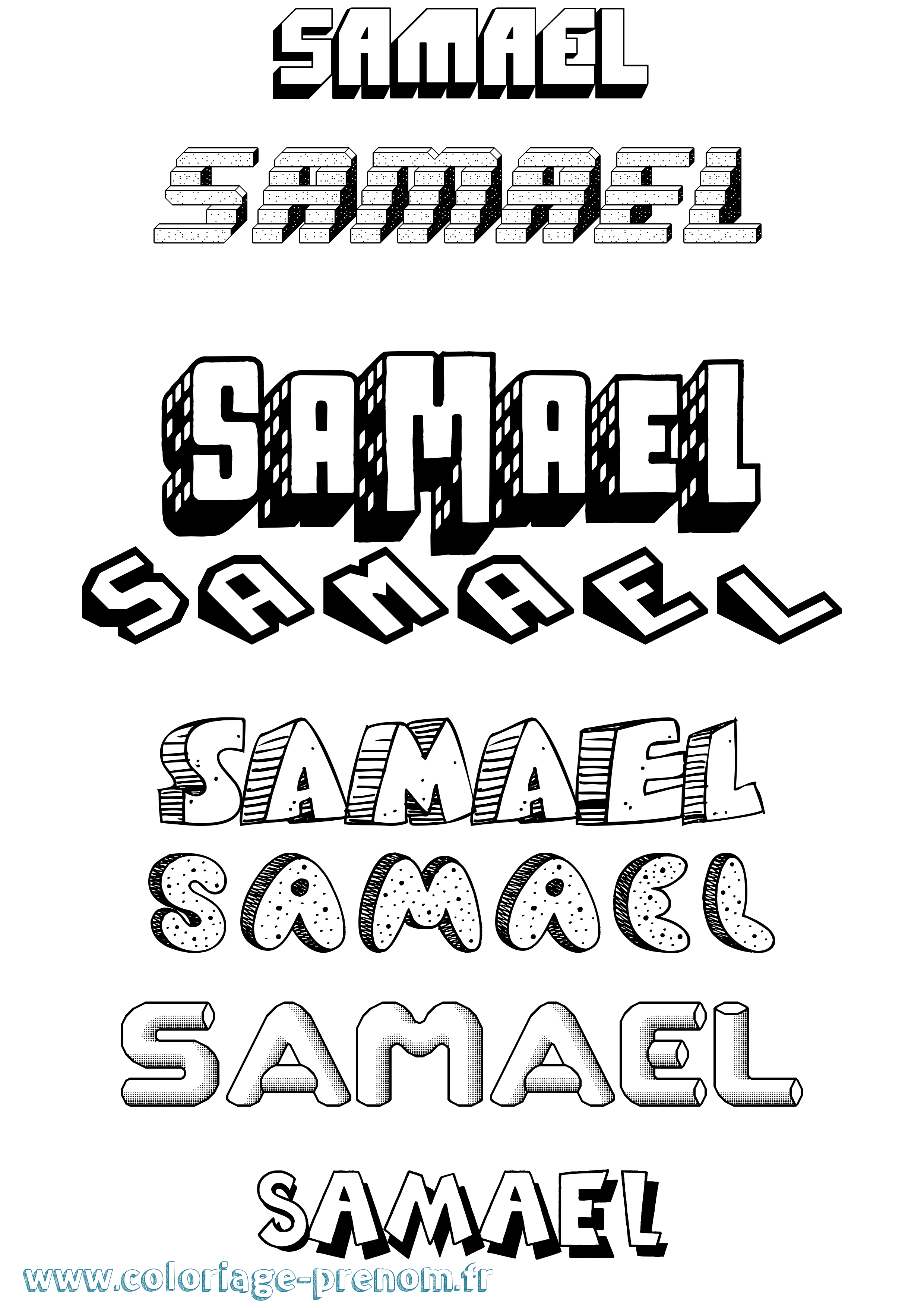 Coloriage prénom Samael Effet 3D
