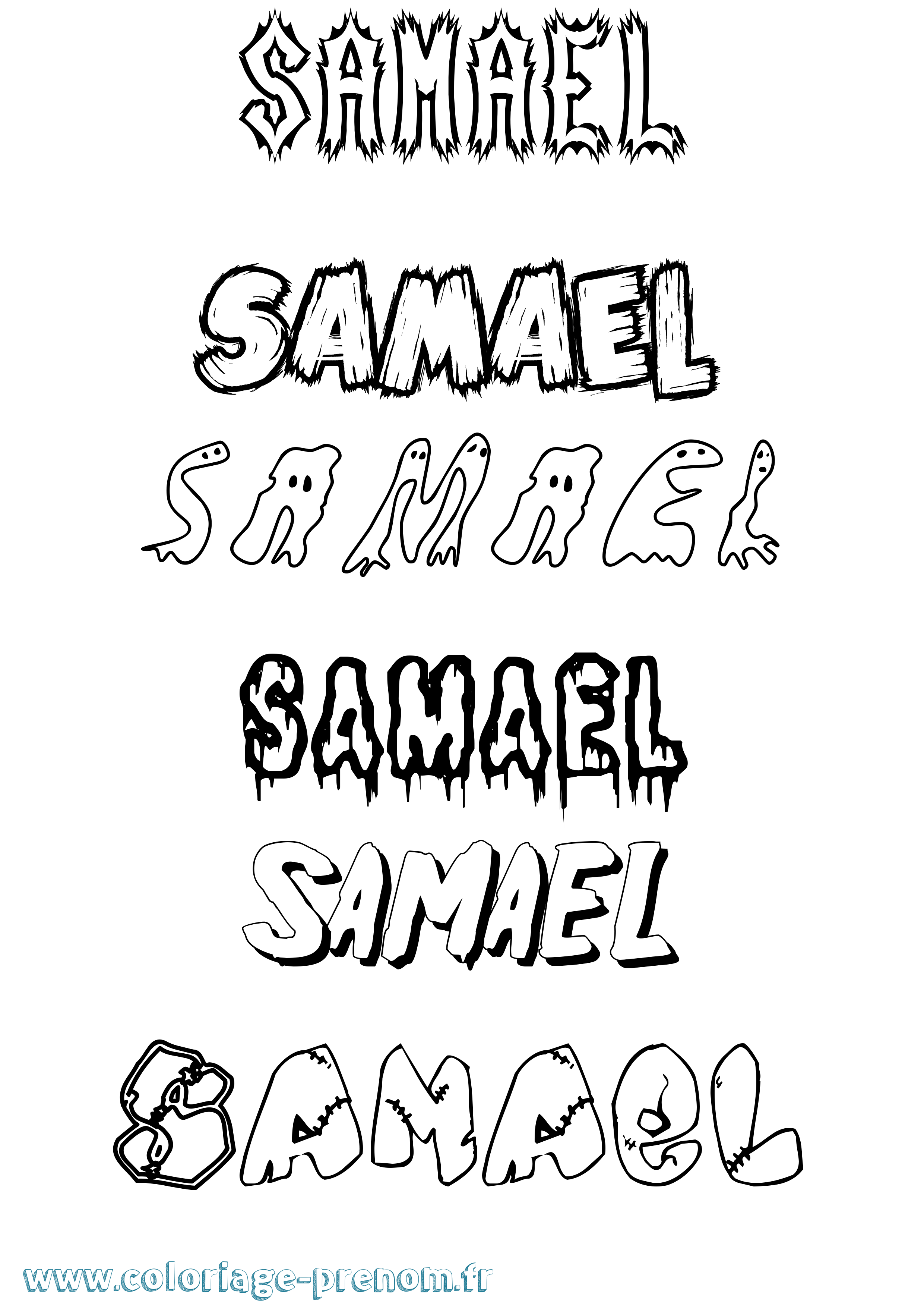 Coloriage prénom Samael Frisson