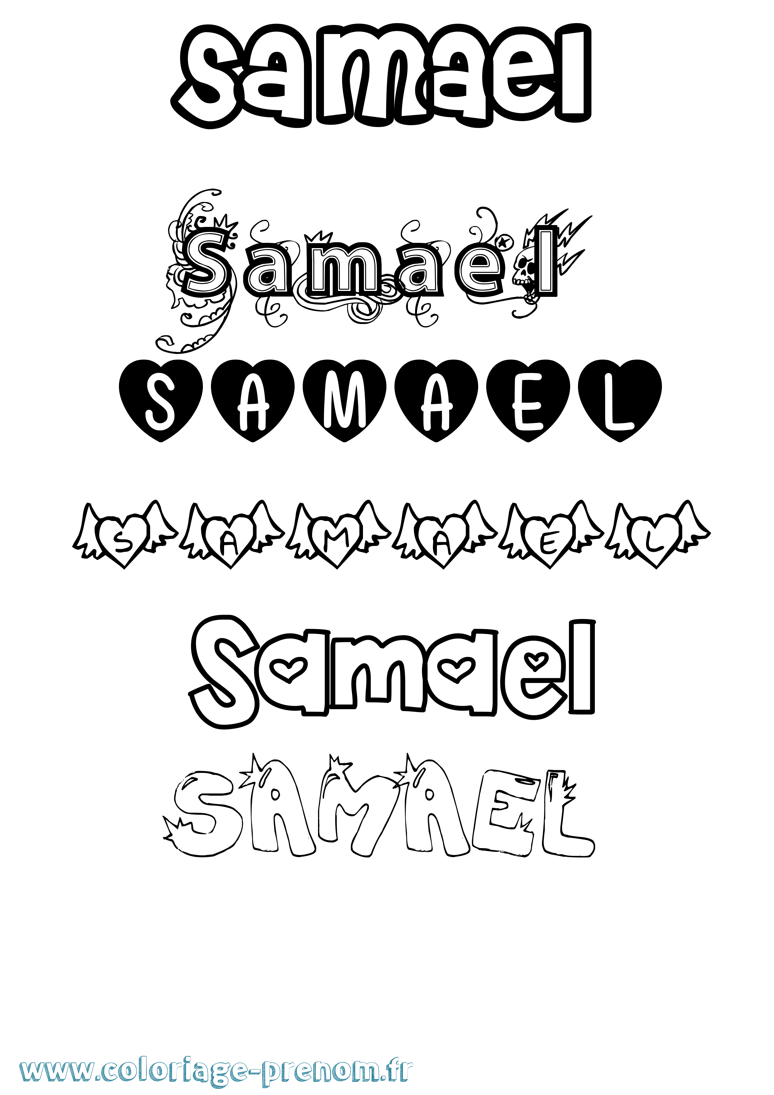 Coloriage Samael Girly Coloriage prénom Samael Girly