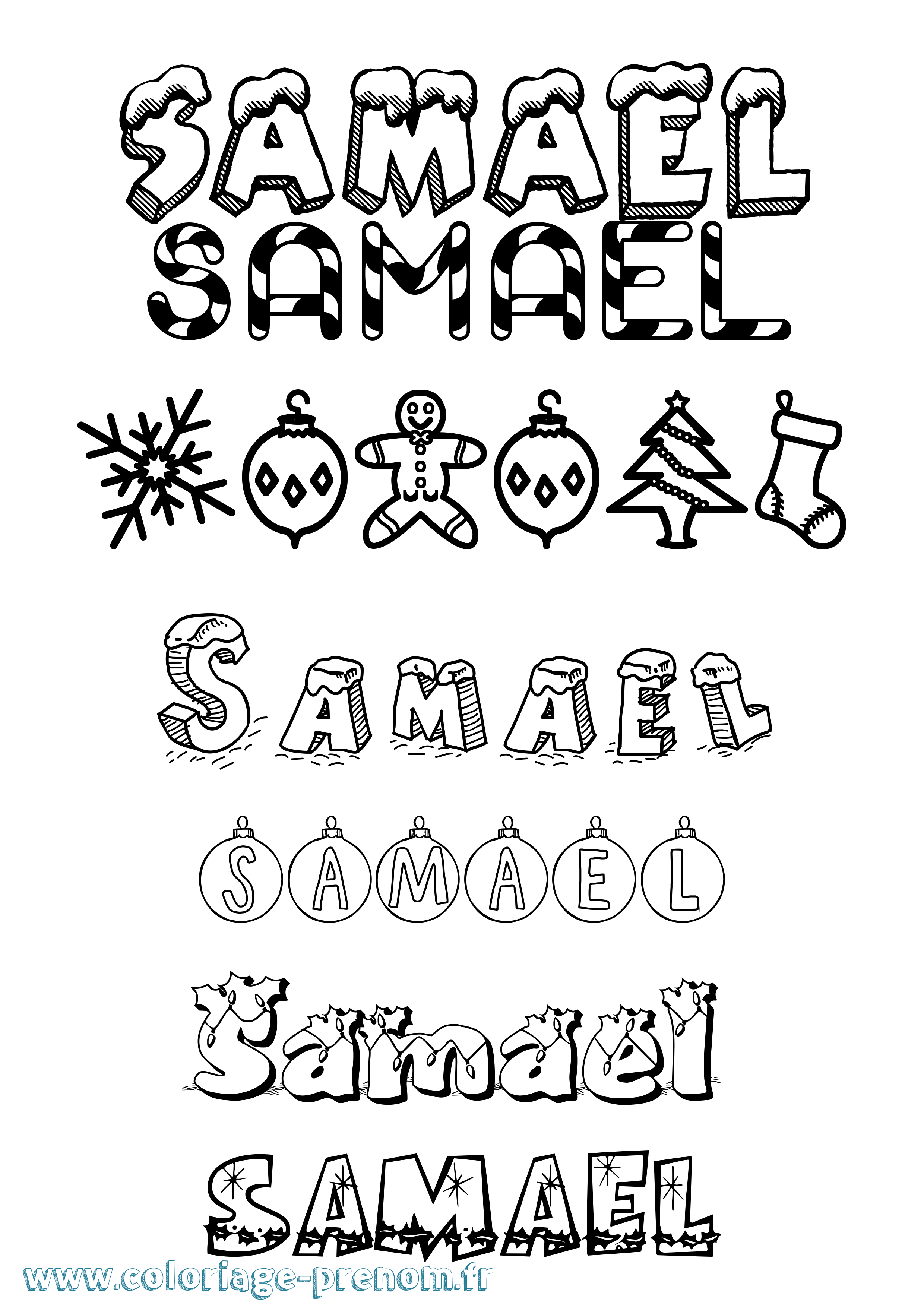 Coloriage prénom Samael Noël