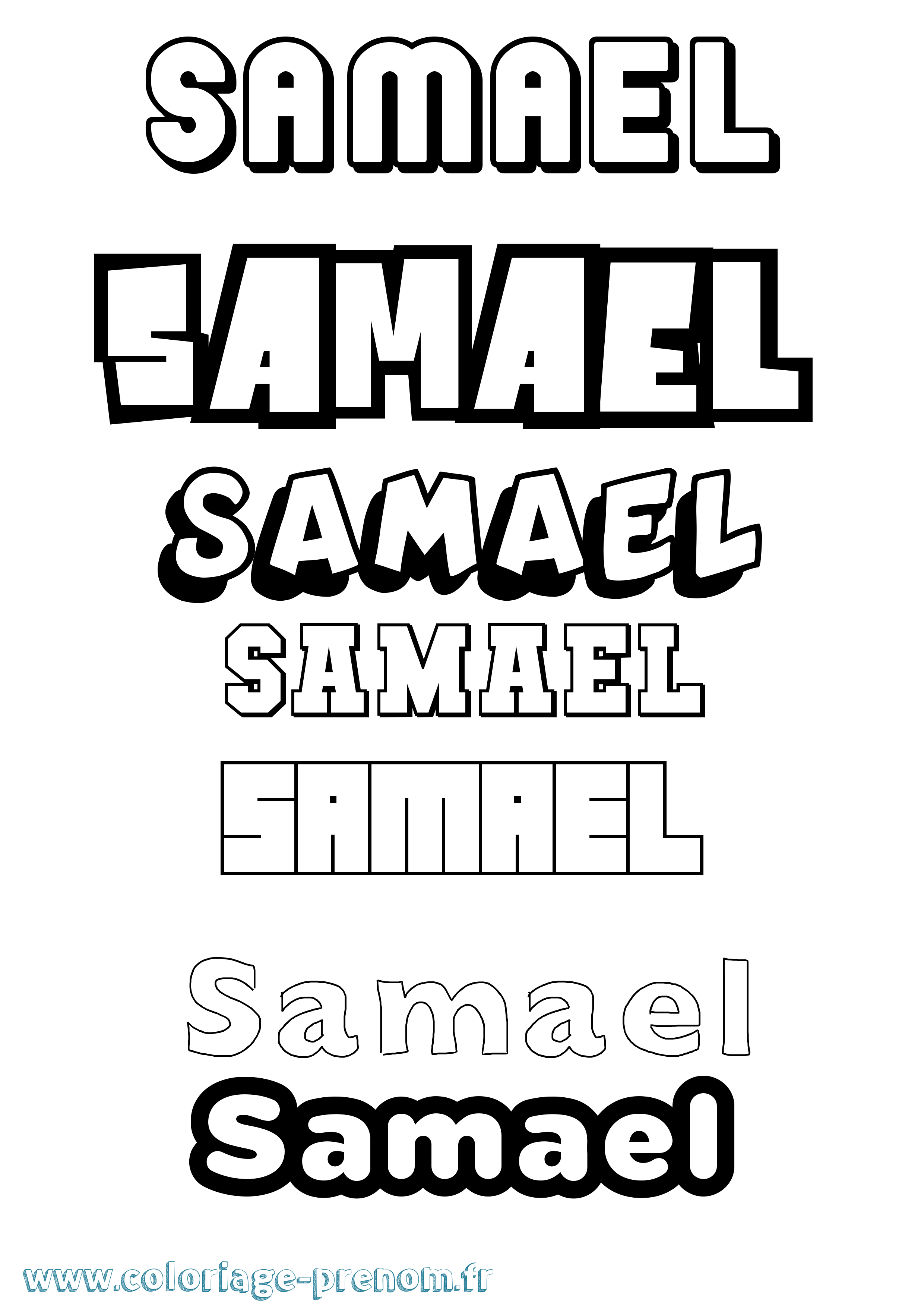 Coloriage prénom Samael Simple
