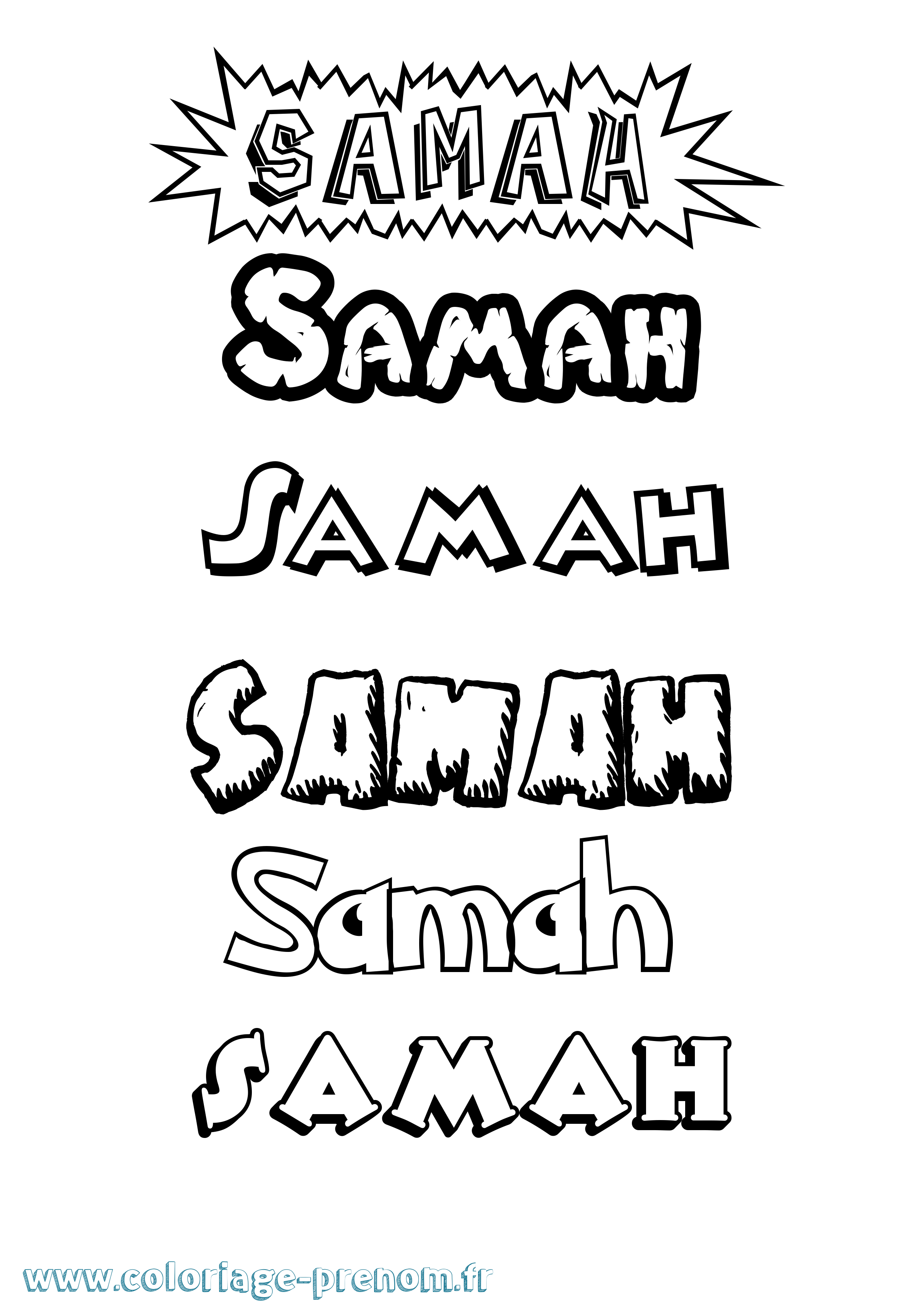 Coloriage prénom Samah Dessin Animé