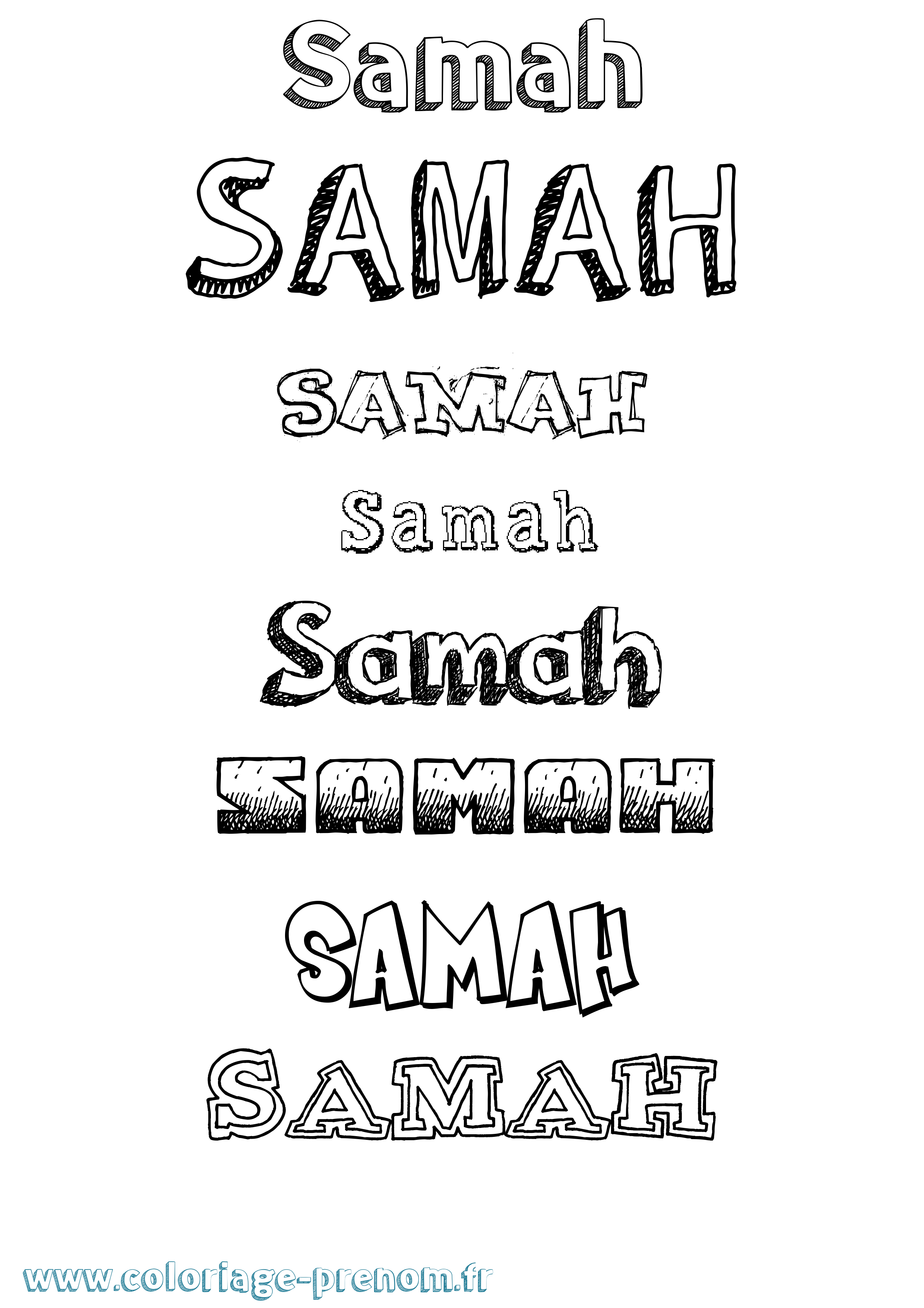 Coloriage prénom Samah Dessiné