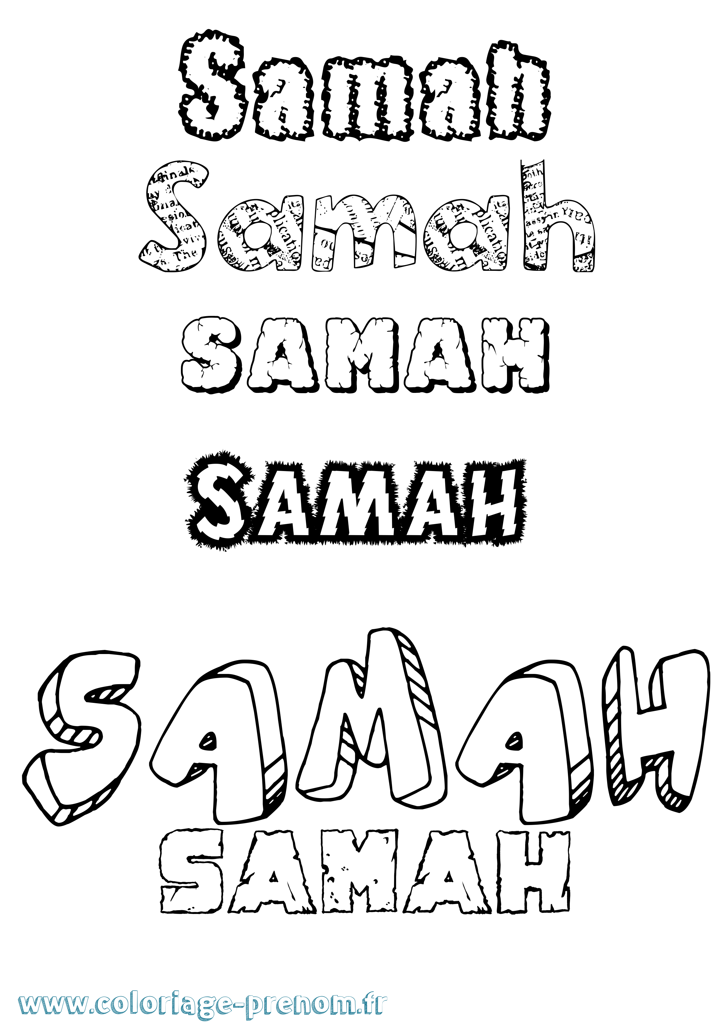 Coloriage prénom Samah Destructuré