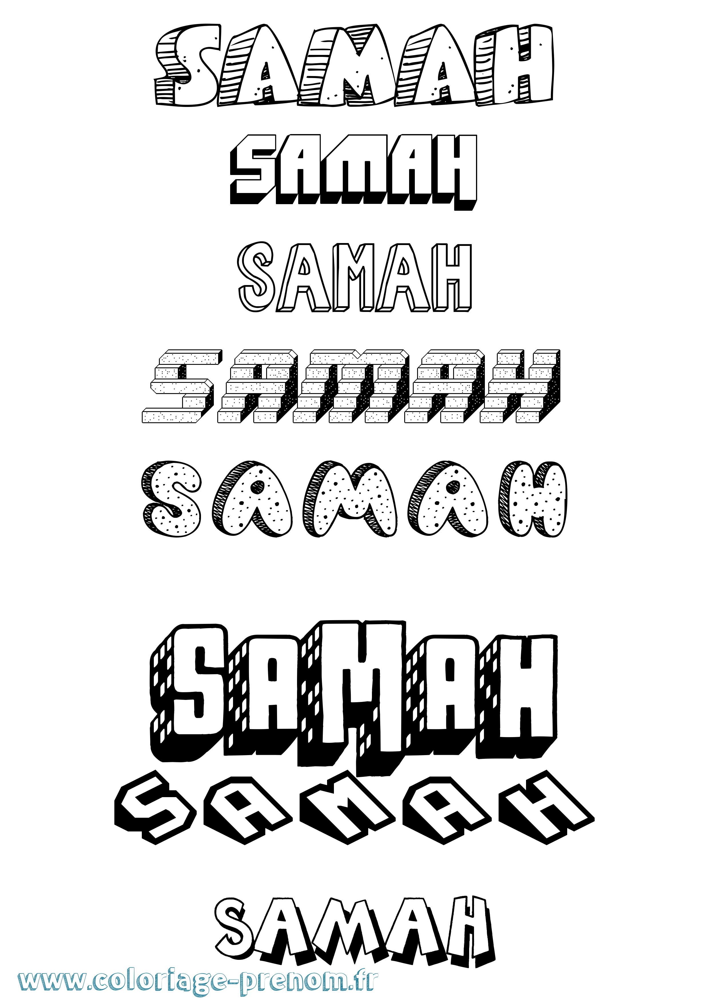 Coloriage prénom Samah Effet 3D