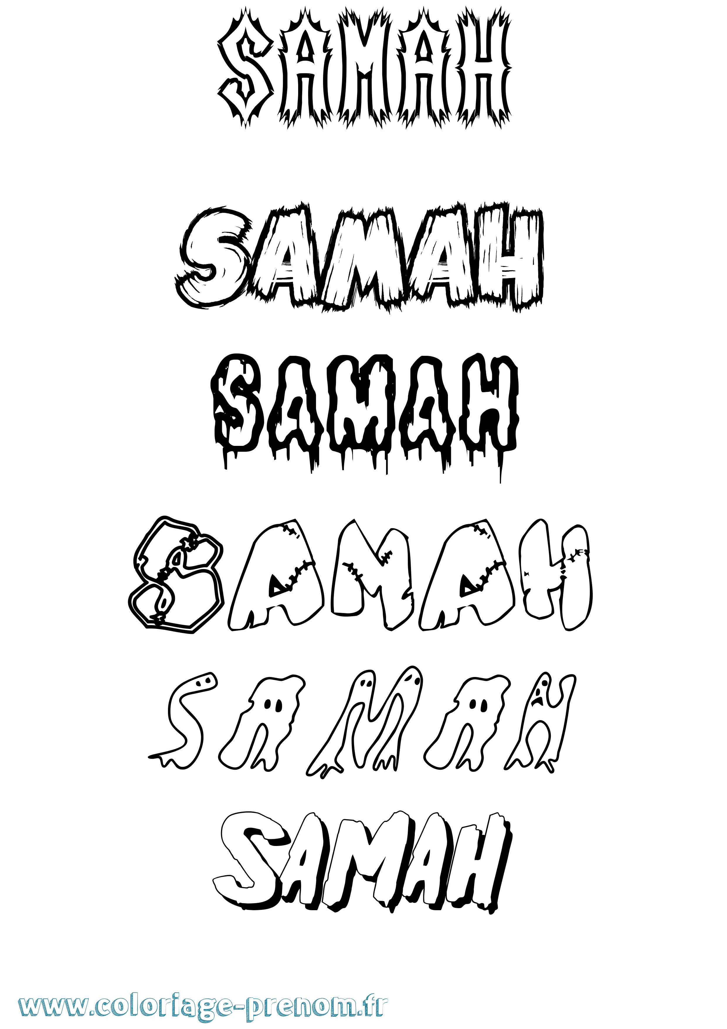 Coloriage prénom Samah Frisson