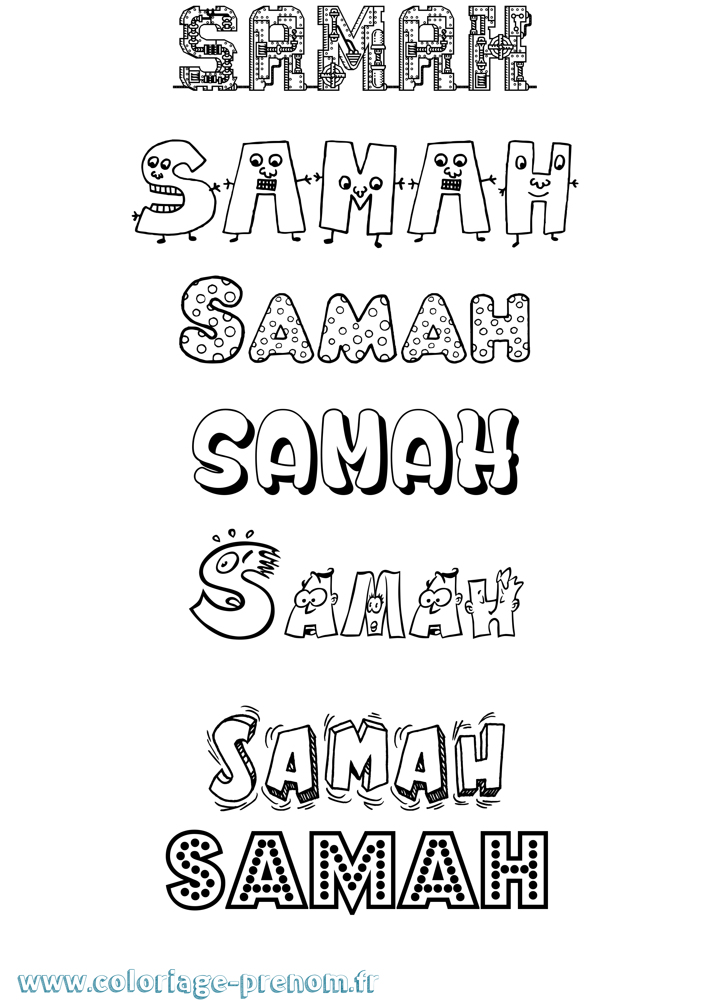 Coloriage prénom Samah Fun