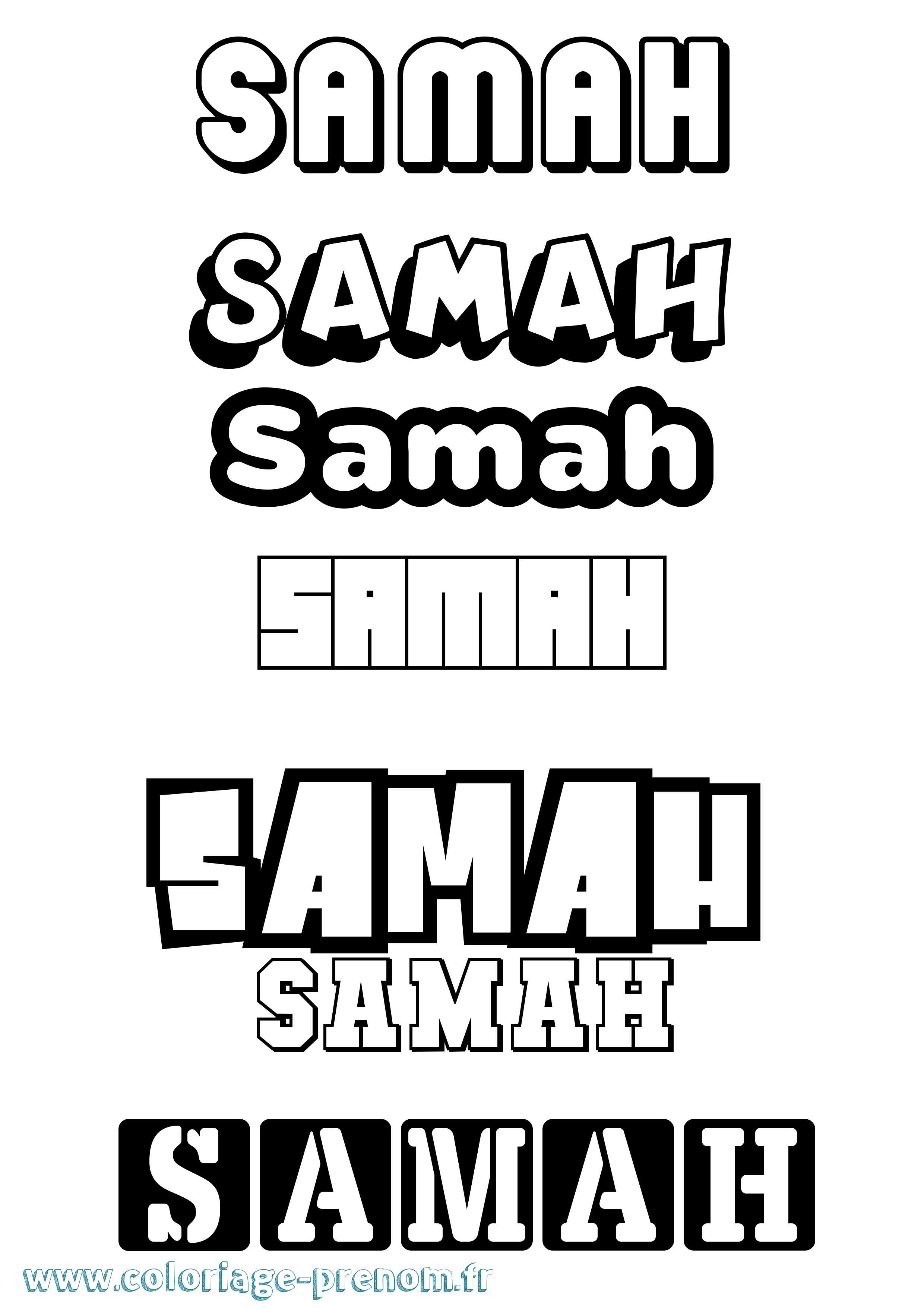 Coloriage prénom Samah Simple