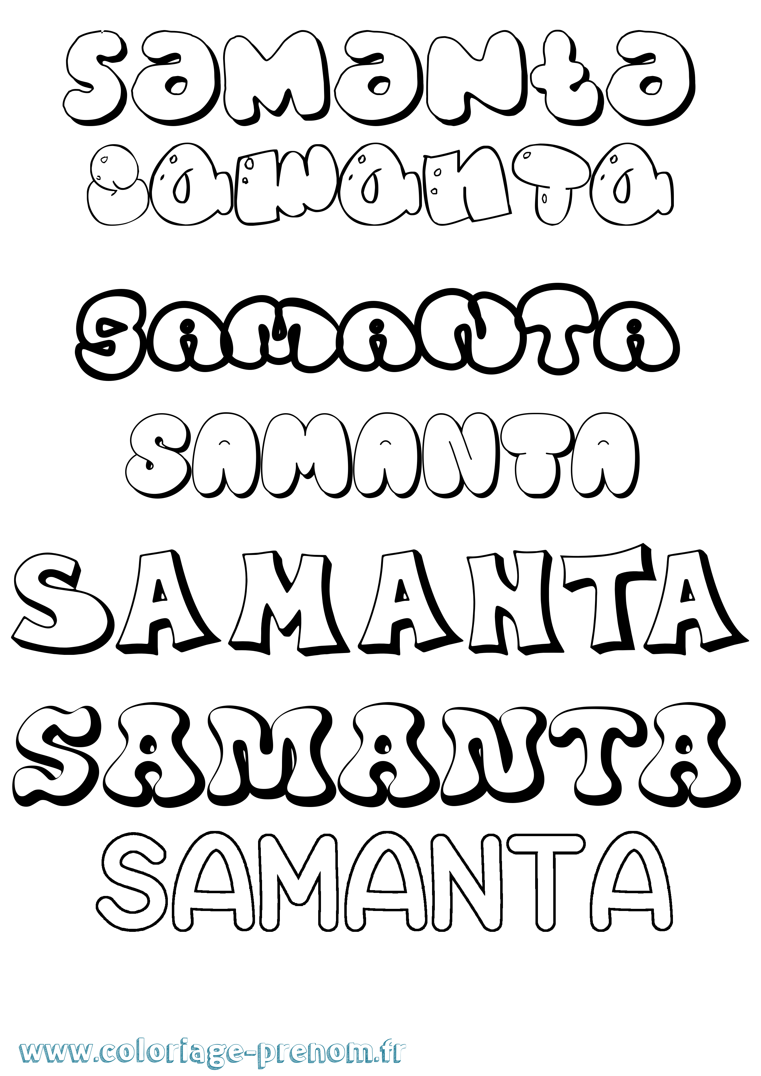 Coloriage prénom Samanta Bubble
