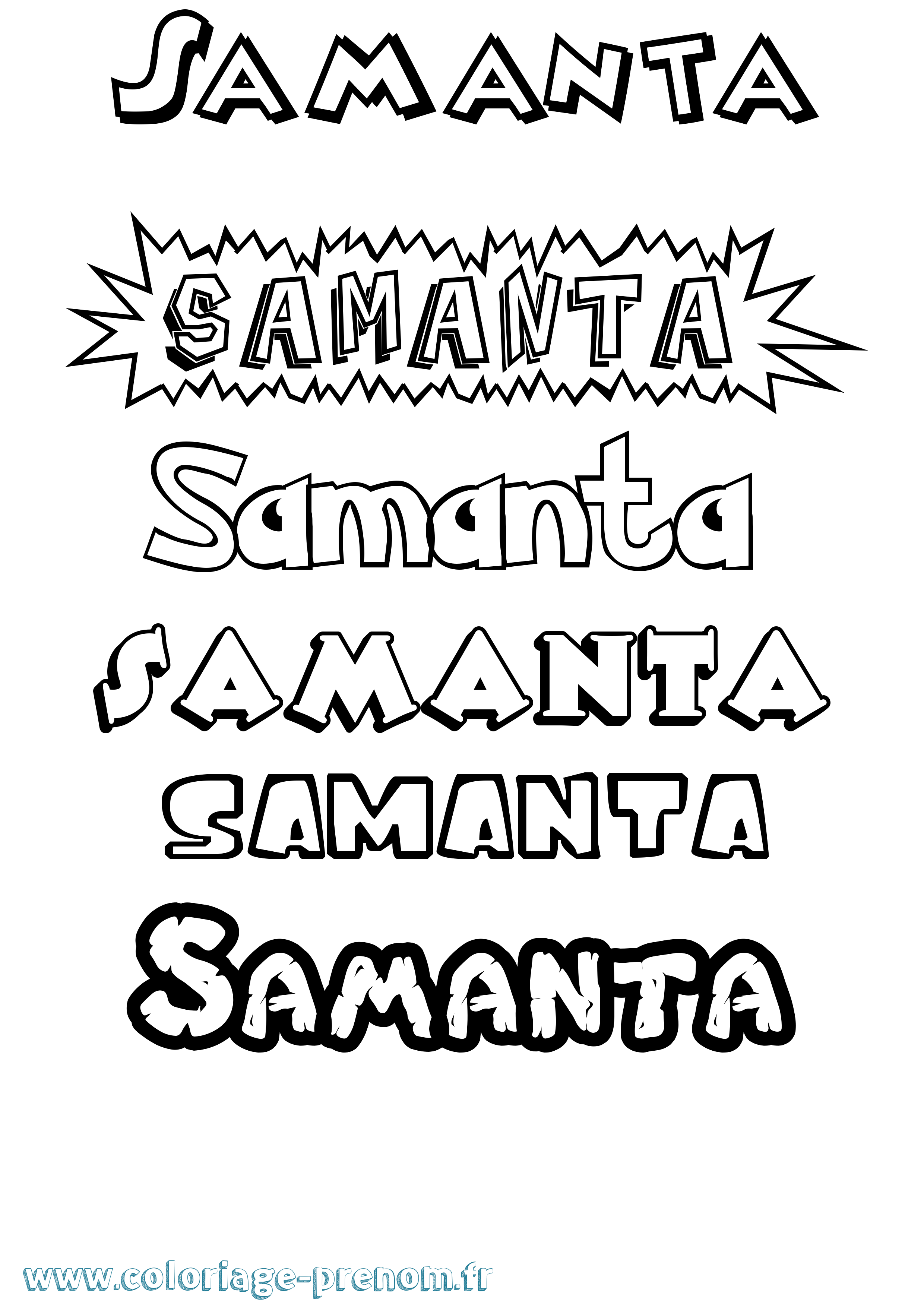 Coloriage prénom Samanta Dessin Animé