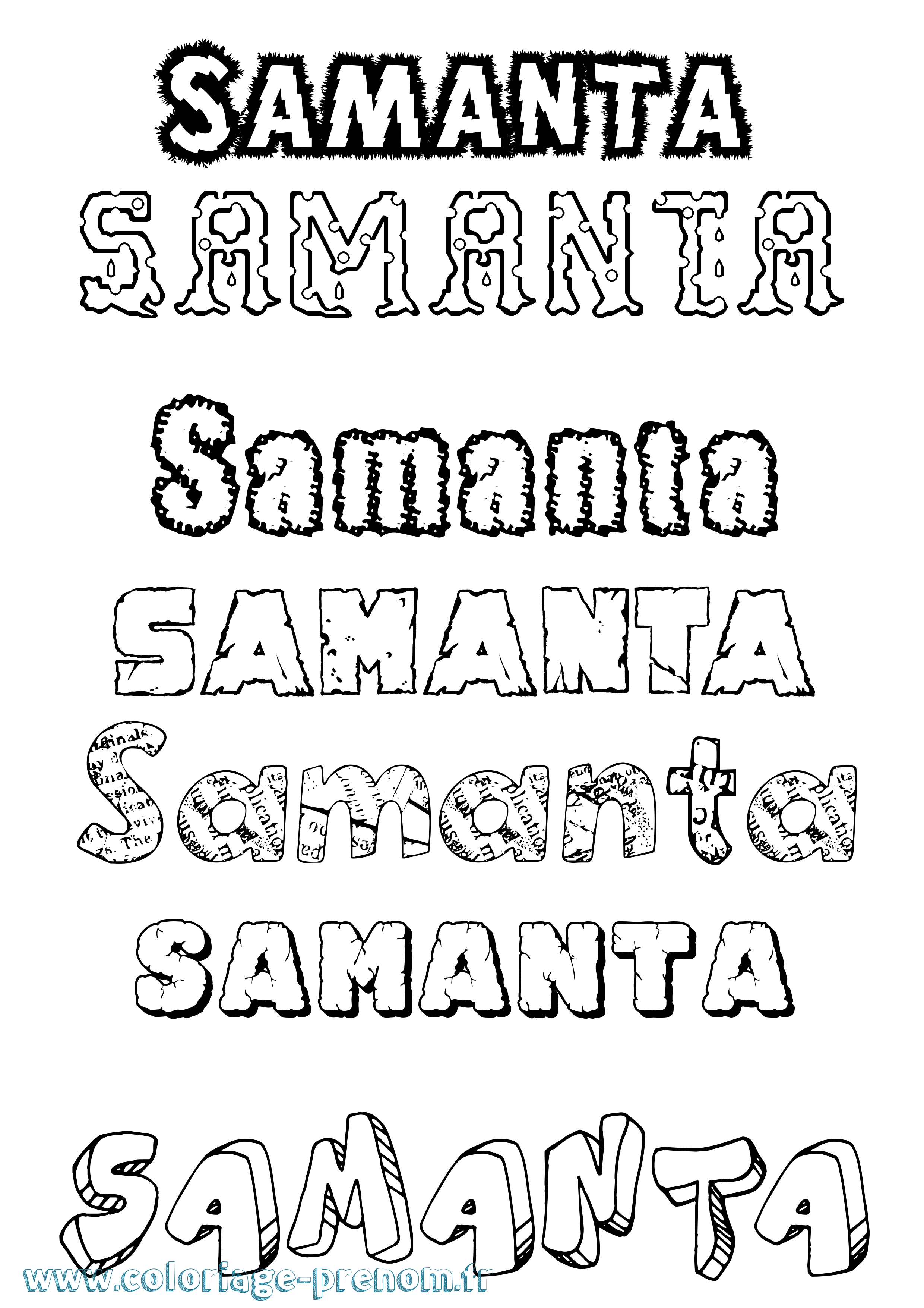 Coloriage prénom Samanta Destructuré