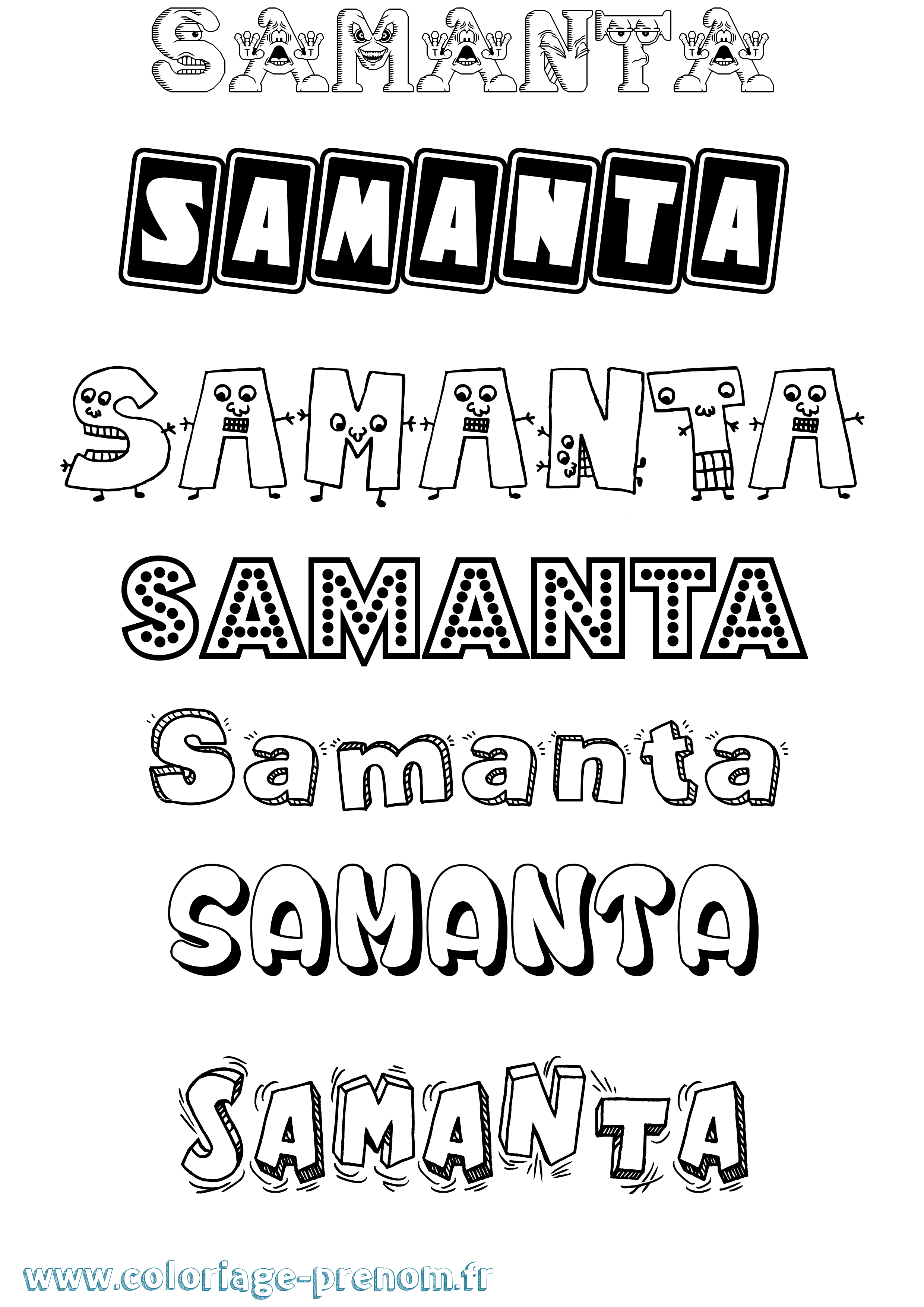 Coloriage prénom Samanta Fun