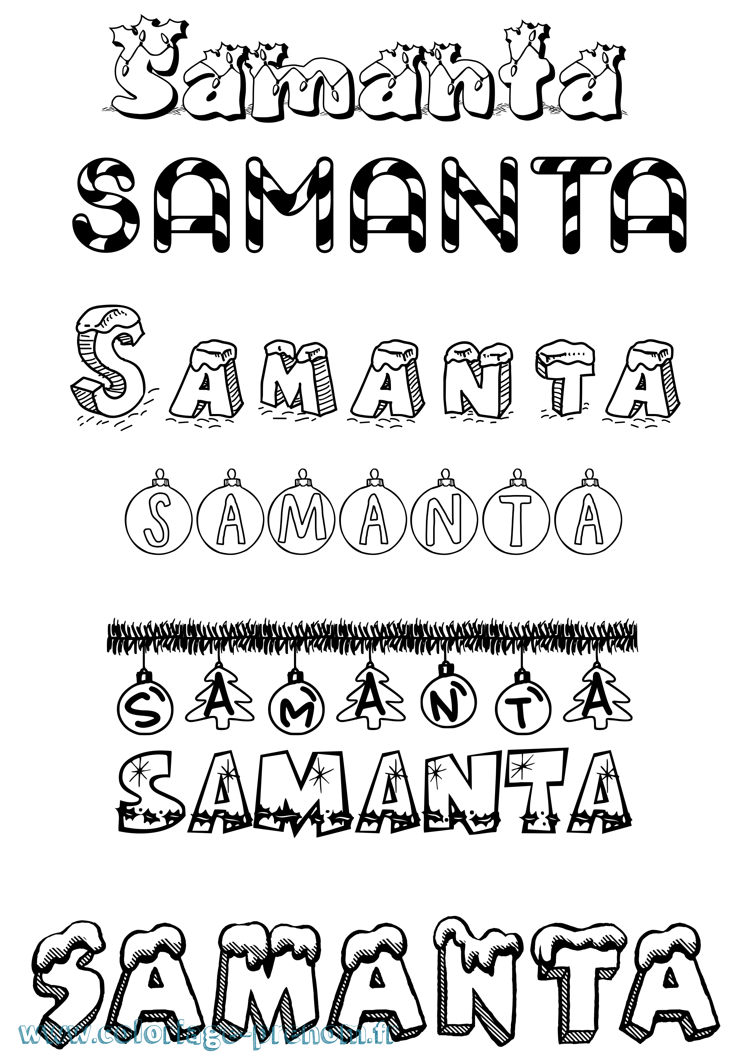 Coloriage prénom Samanta Noël