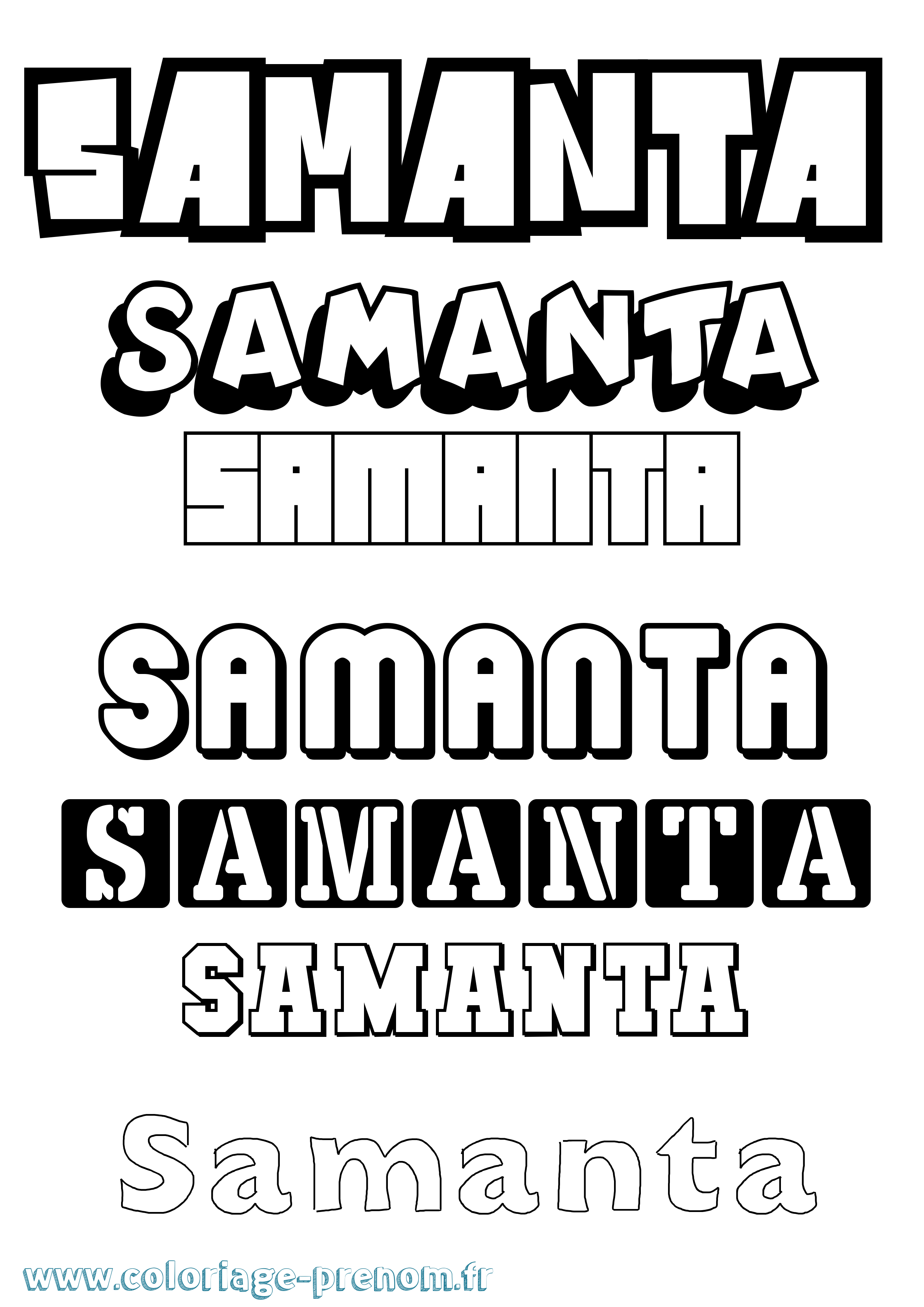 Coloriage prénom Samanta Simple