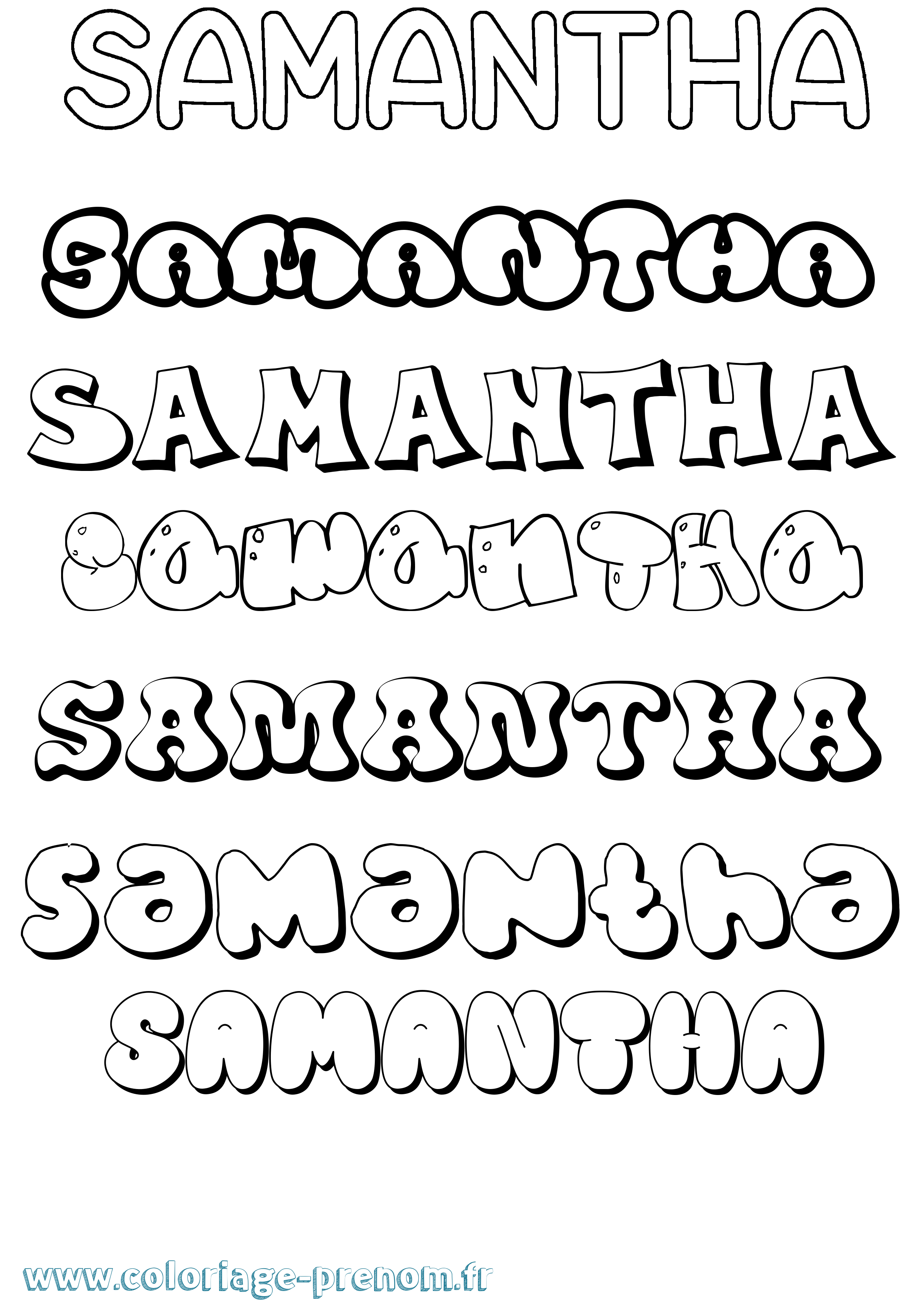 Coloriage prénom Samantha Bubble
