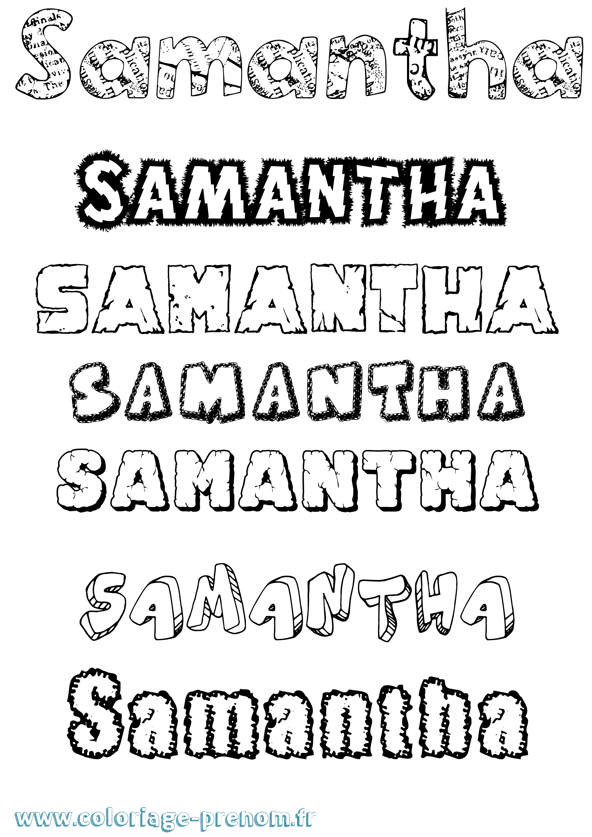 Coloriage prénom Samantha Destructuré