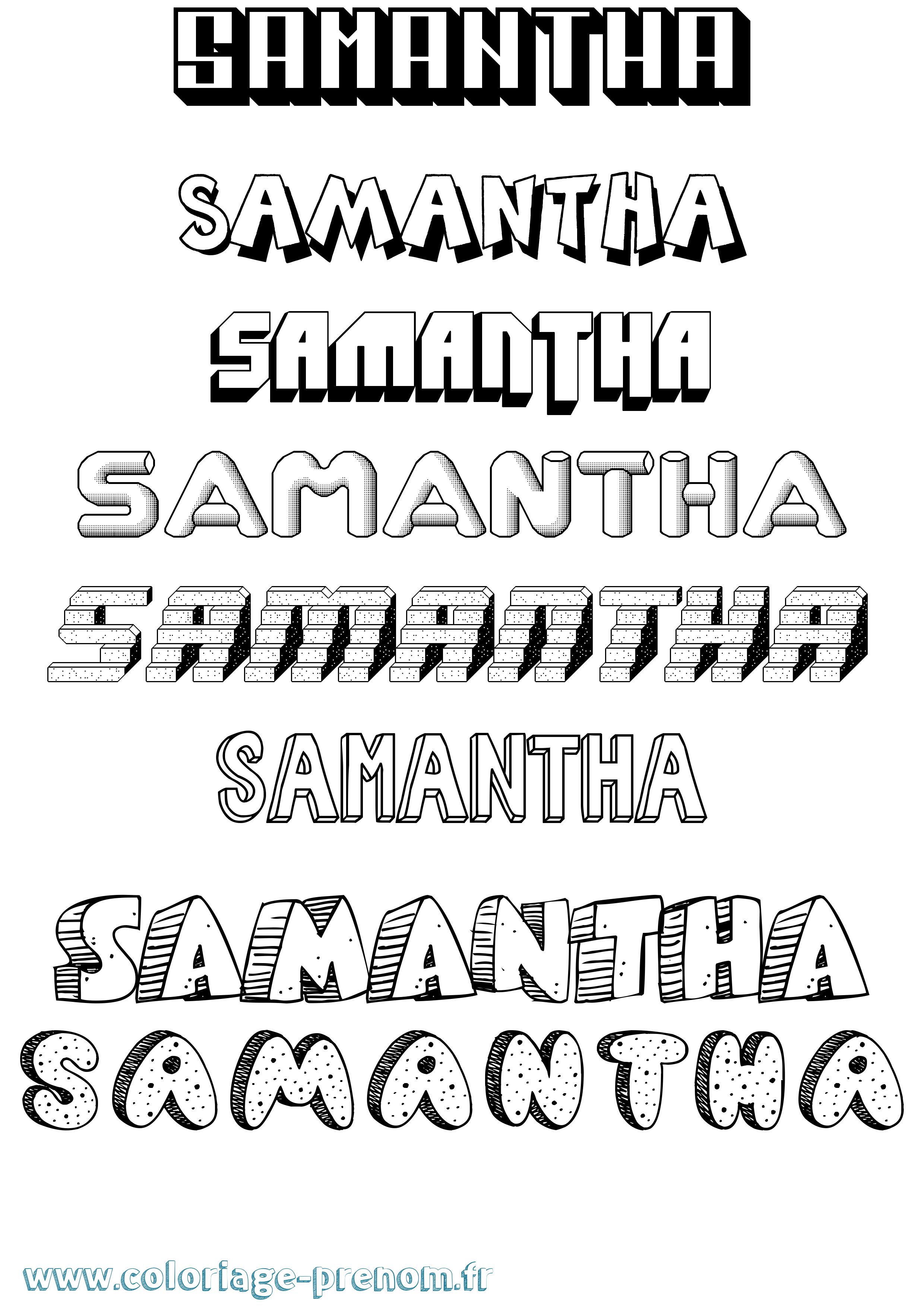 Coloriage prénom Samantha Effet 3D