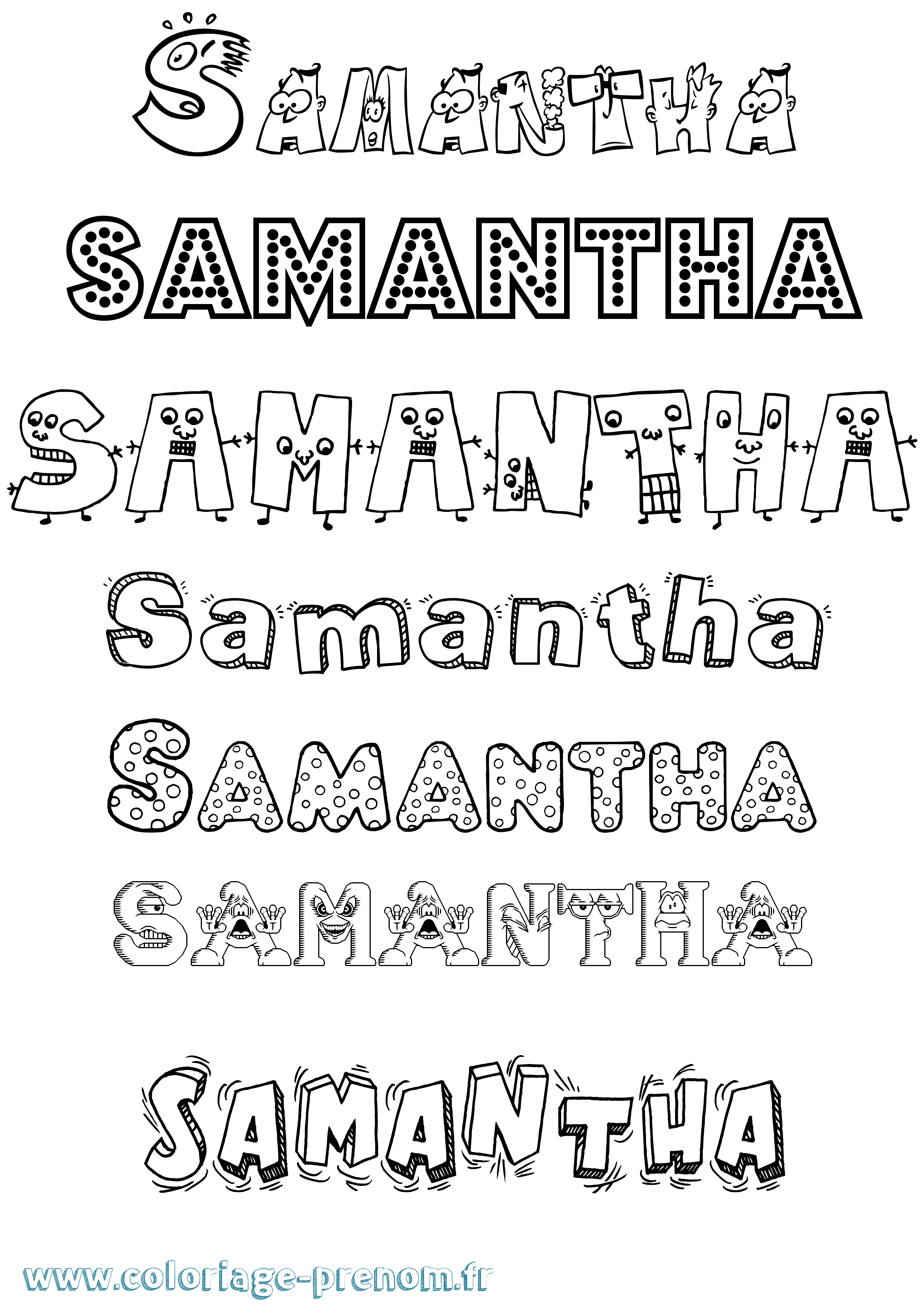 Coloriage prénom Samantha Fun