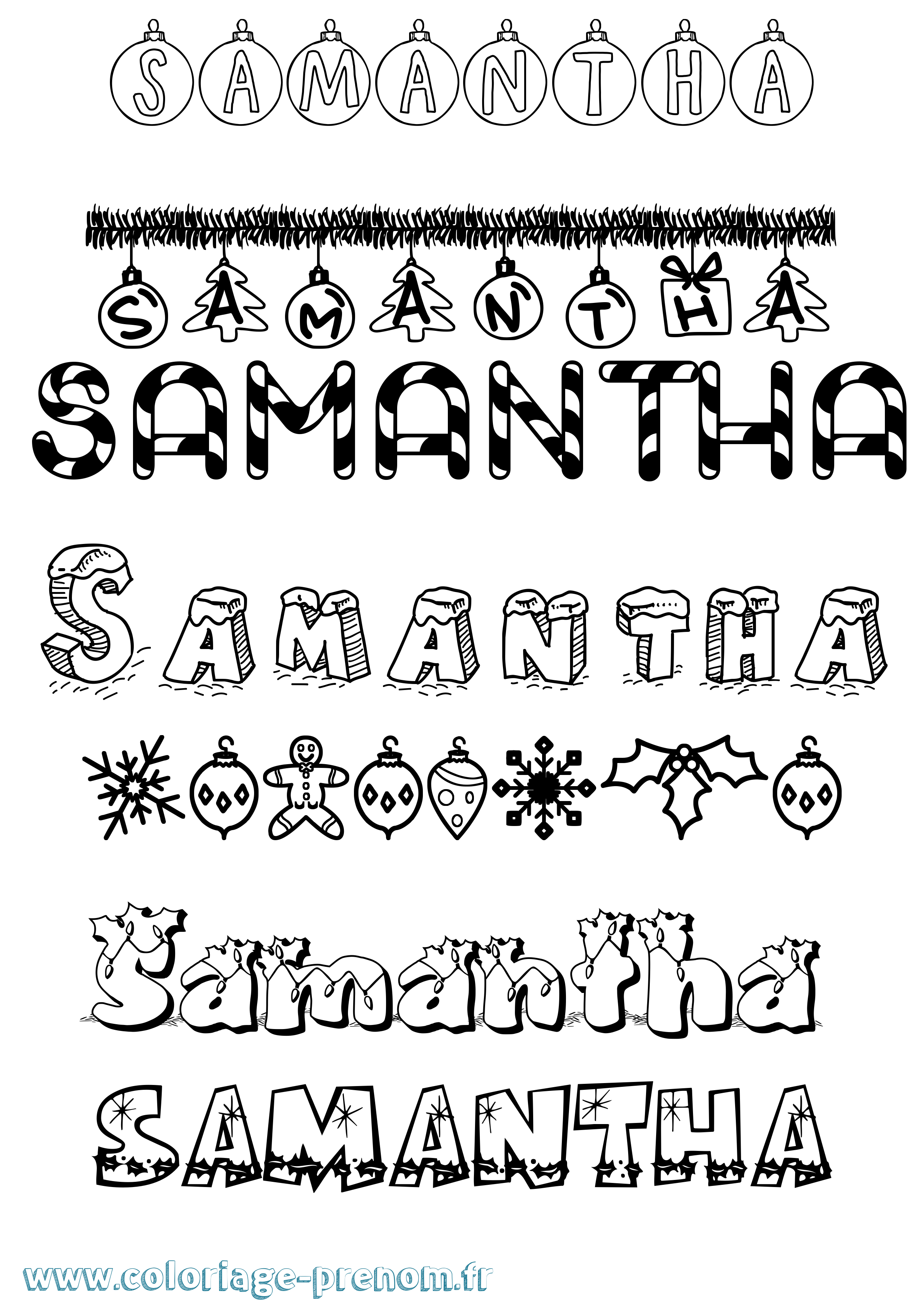 Coloriage prénom Samantha Noël