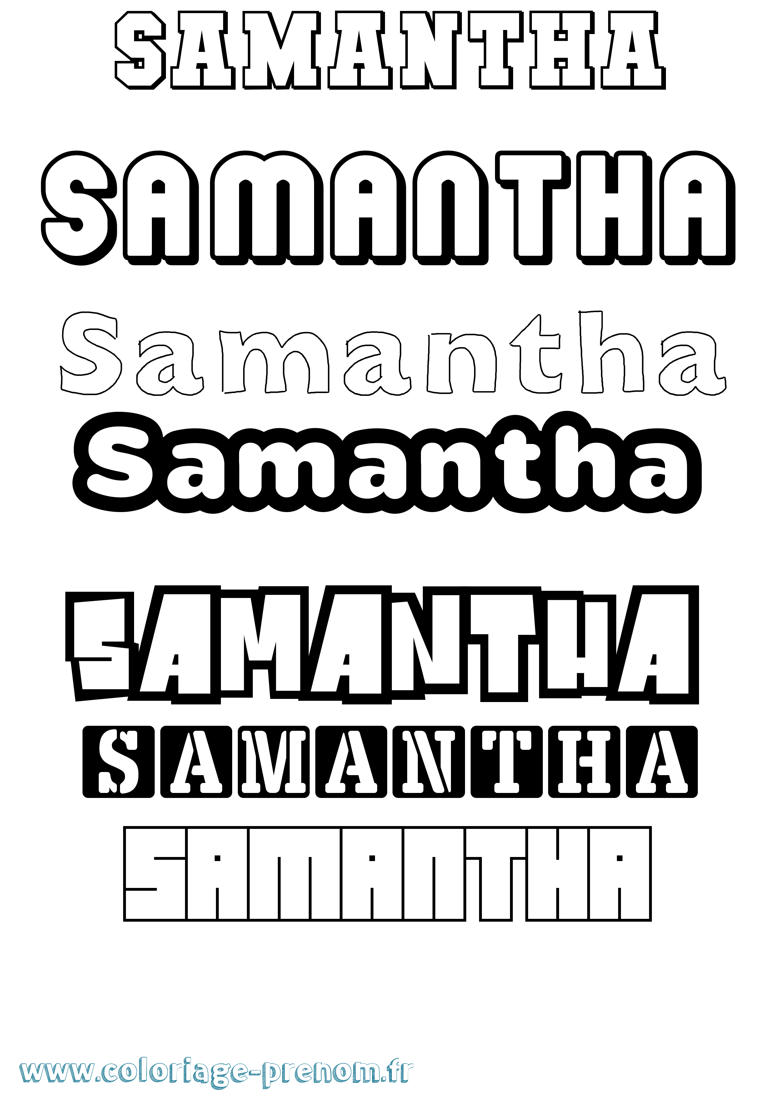 Coloriage prénom Samantha Simple