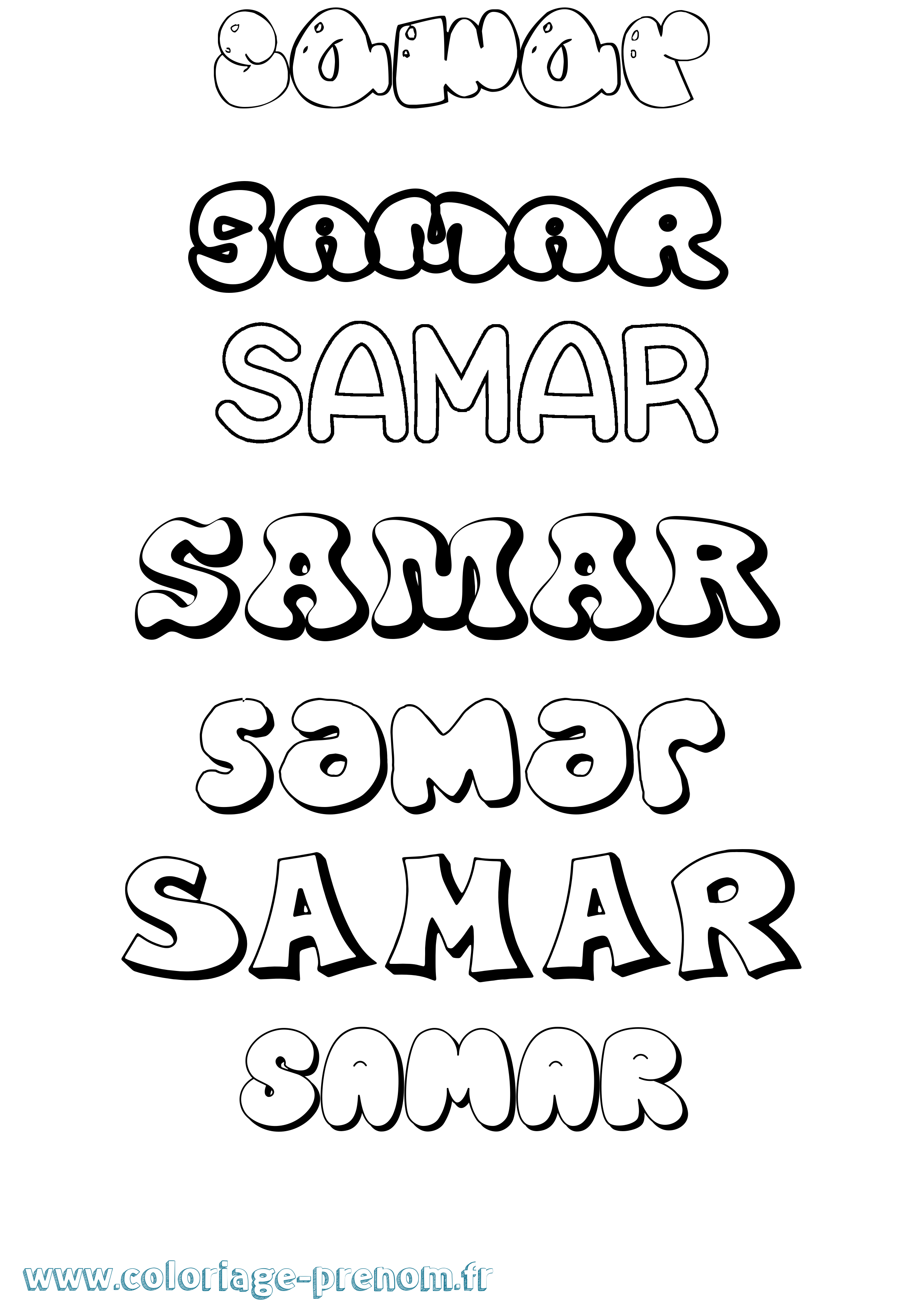 Coloriage prénom Samar Bubble