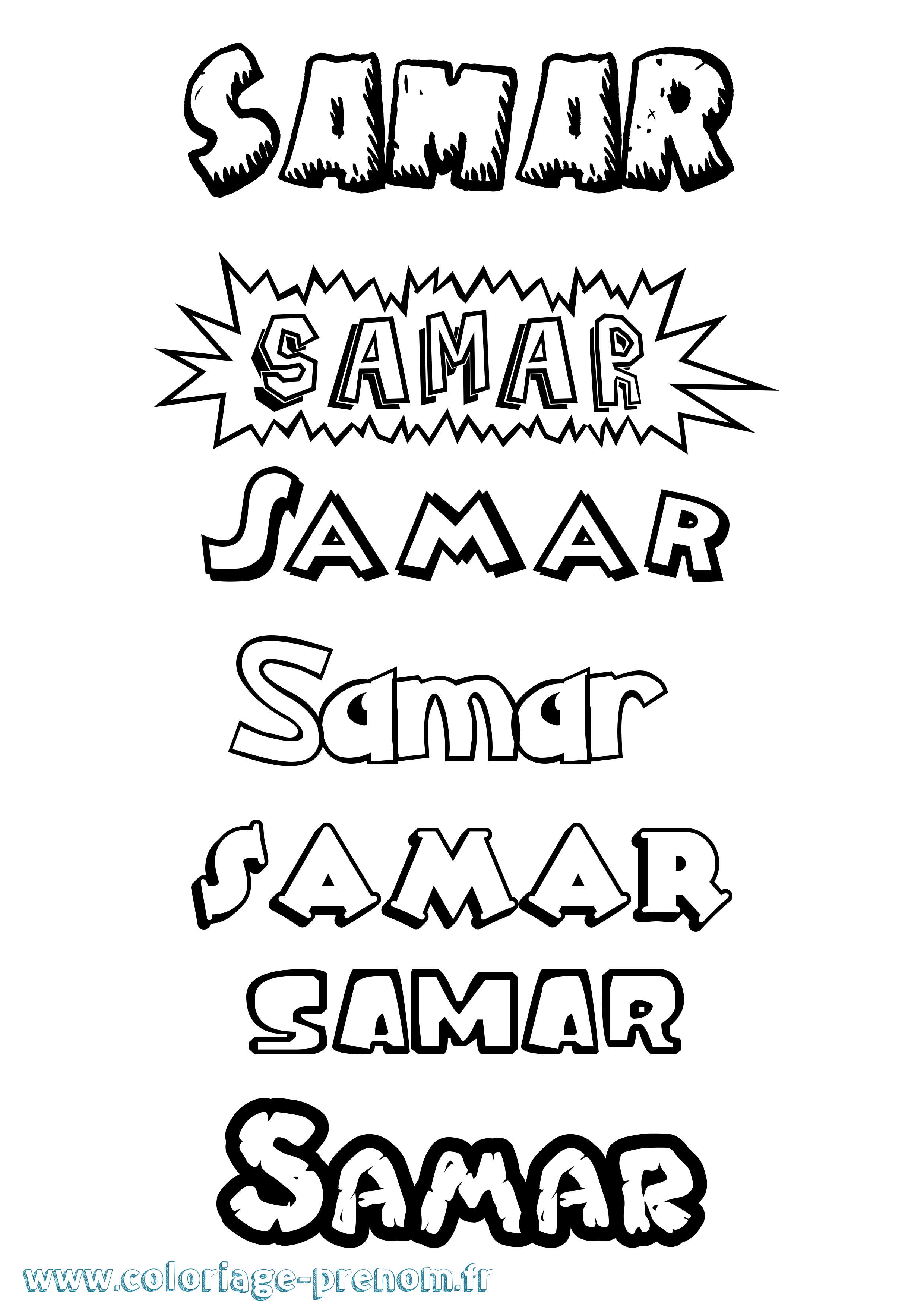 Coloriage prénom Samar Dessin Animé