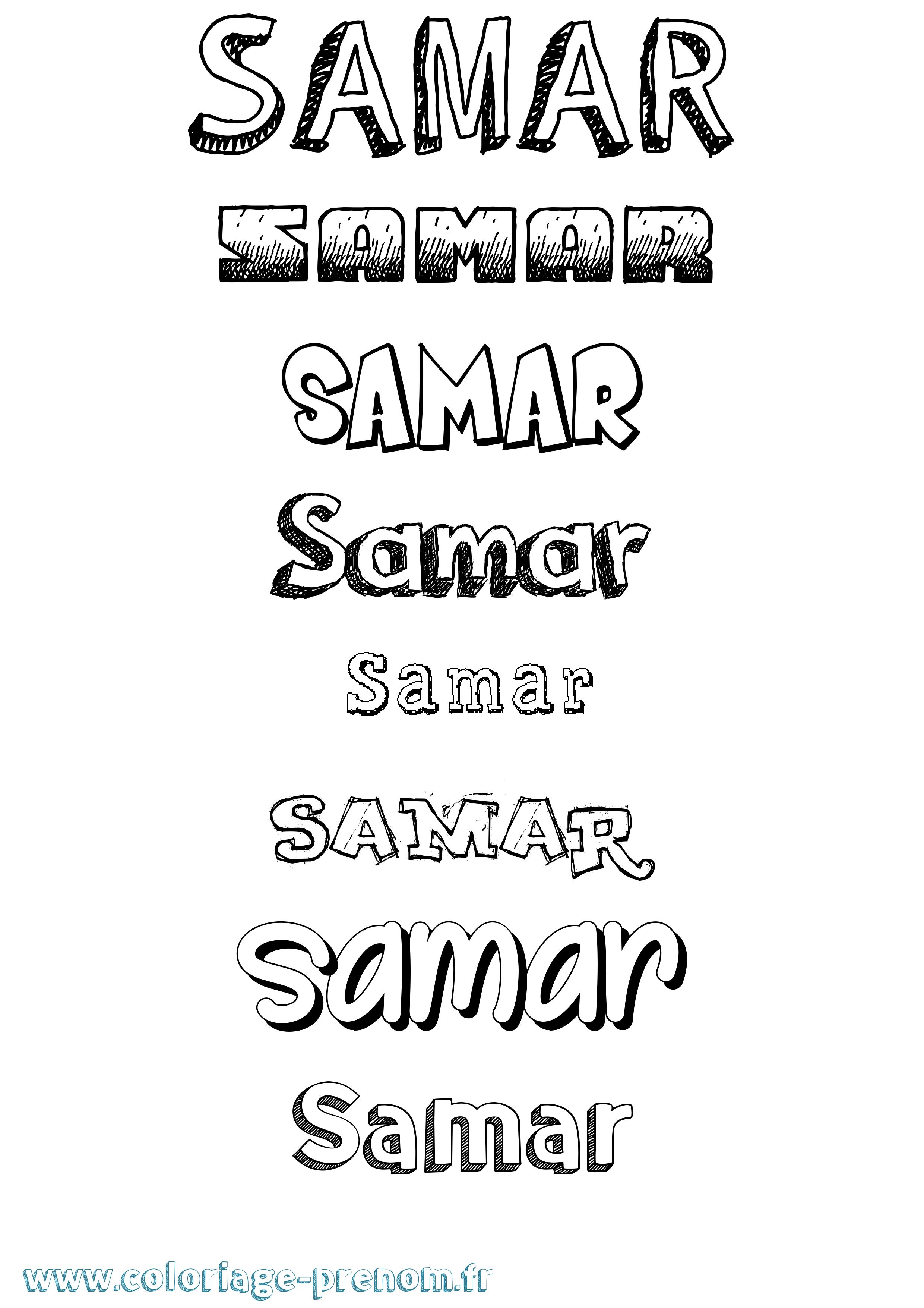 Coloriage prénom Samar Dessiné