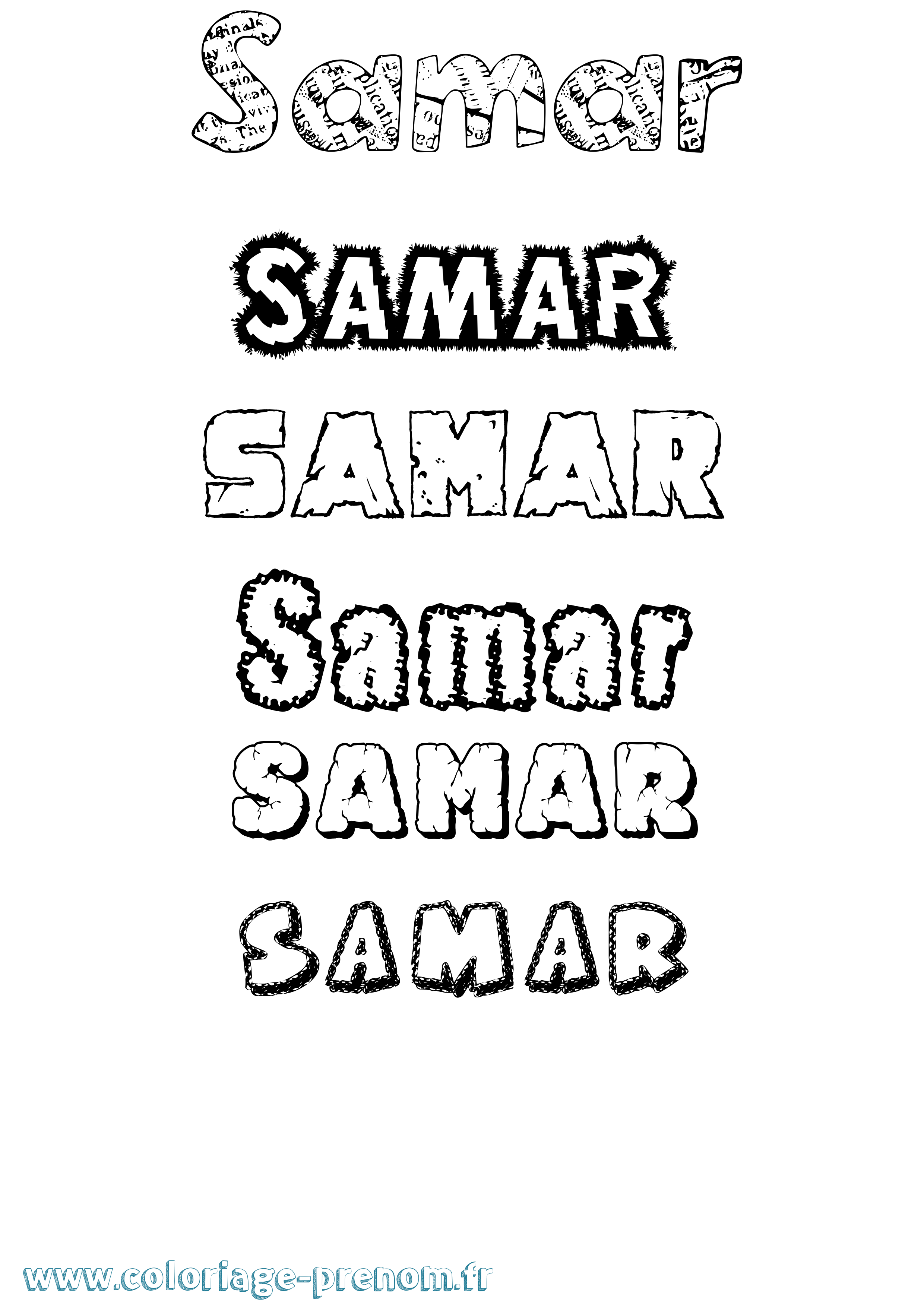 Coloriage prénom Samar Destructuré