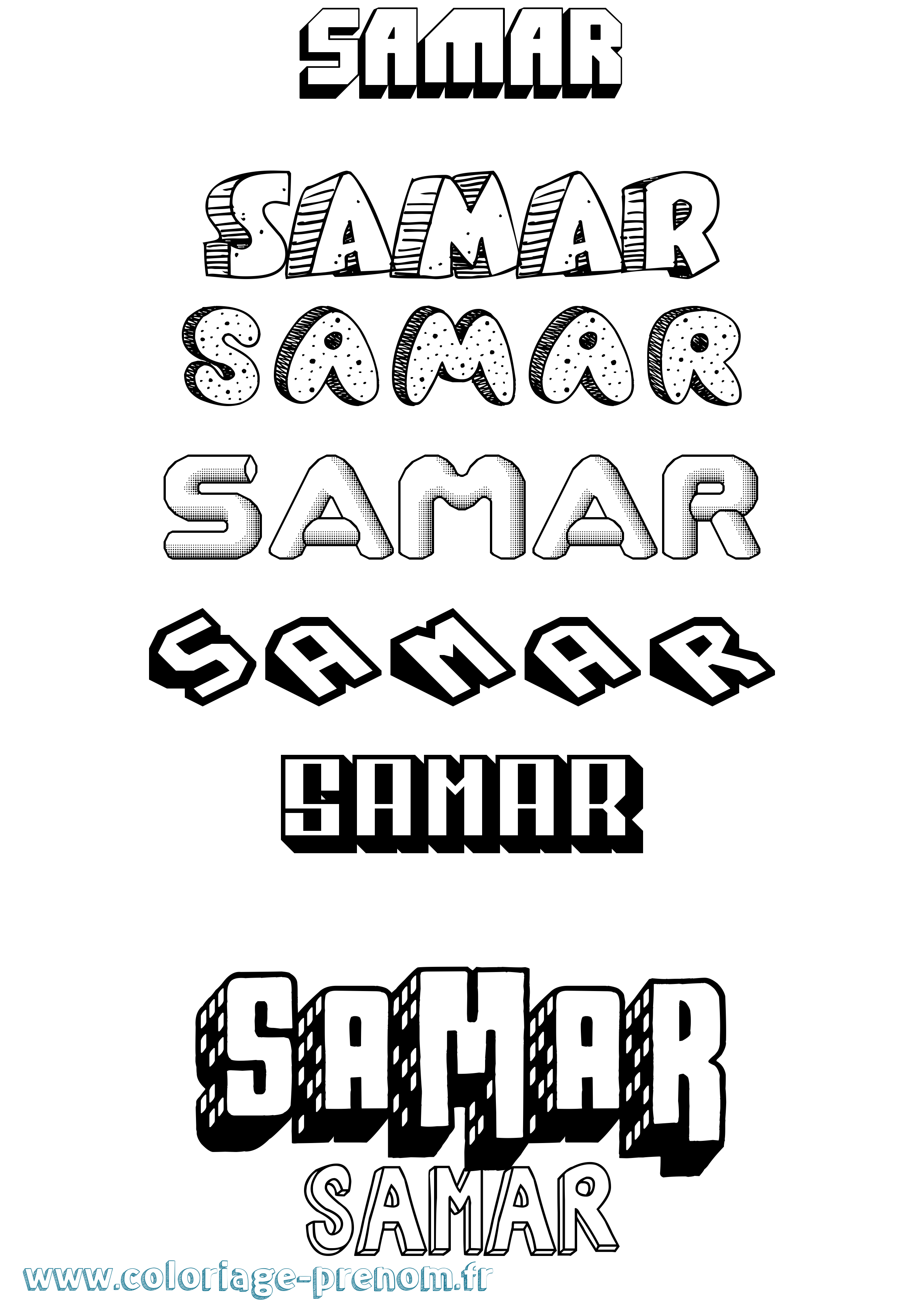 Coloriage prénom Samar Effet 3D