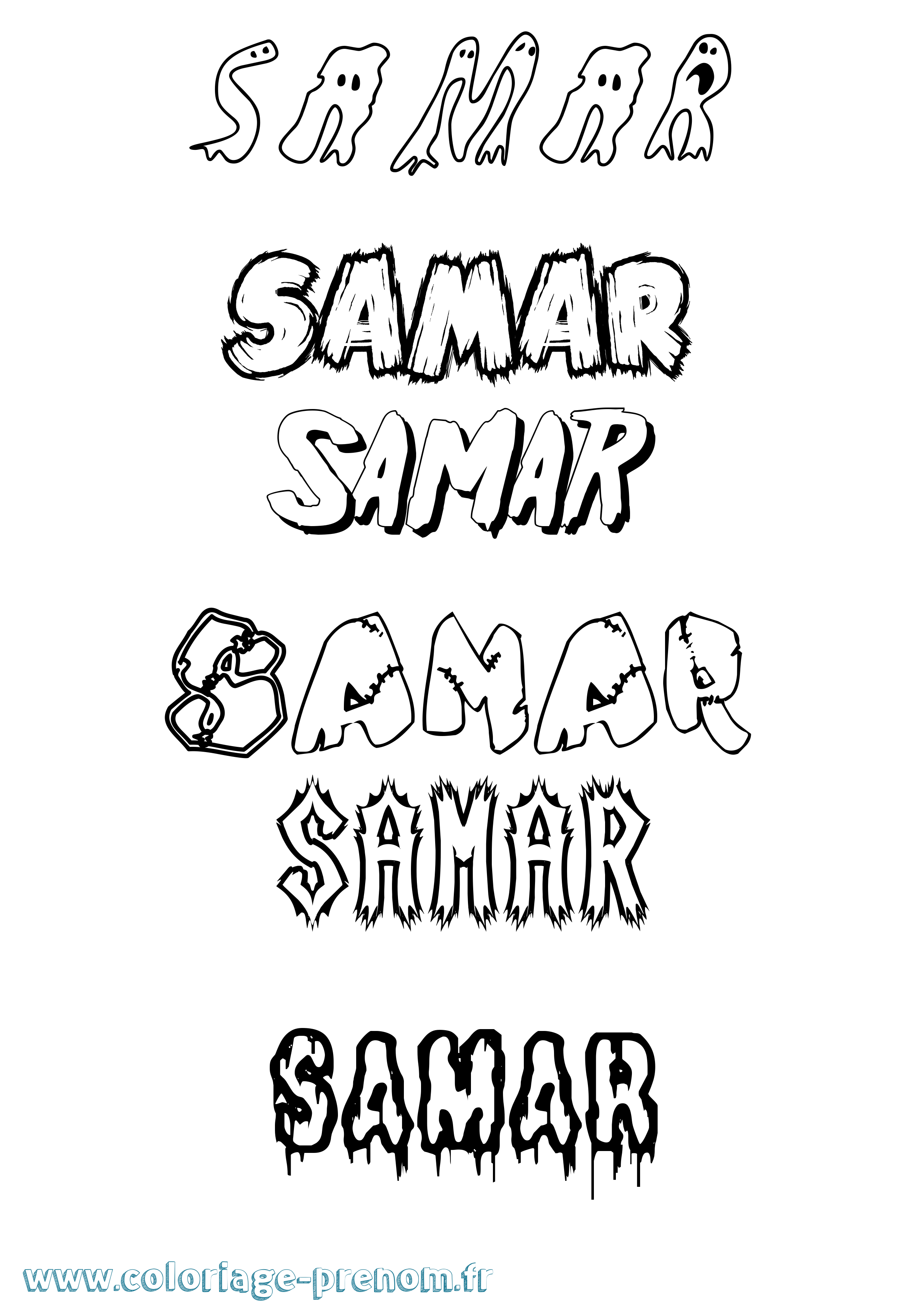 Coloriage prénom Samar Frisson