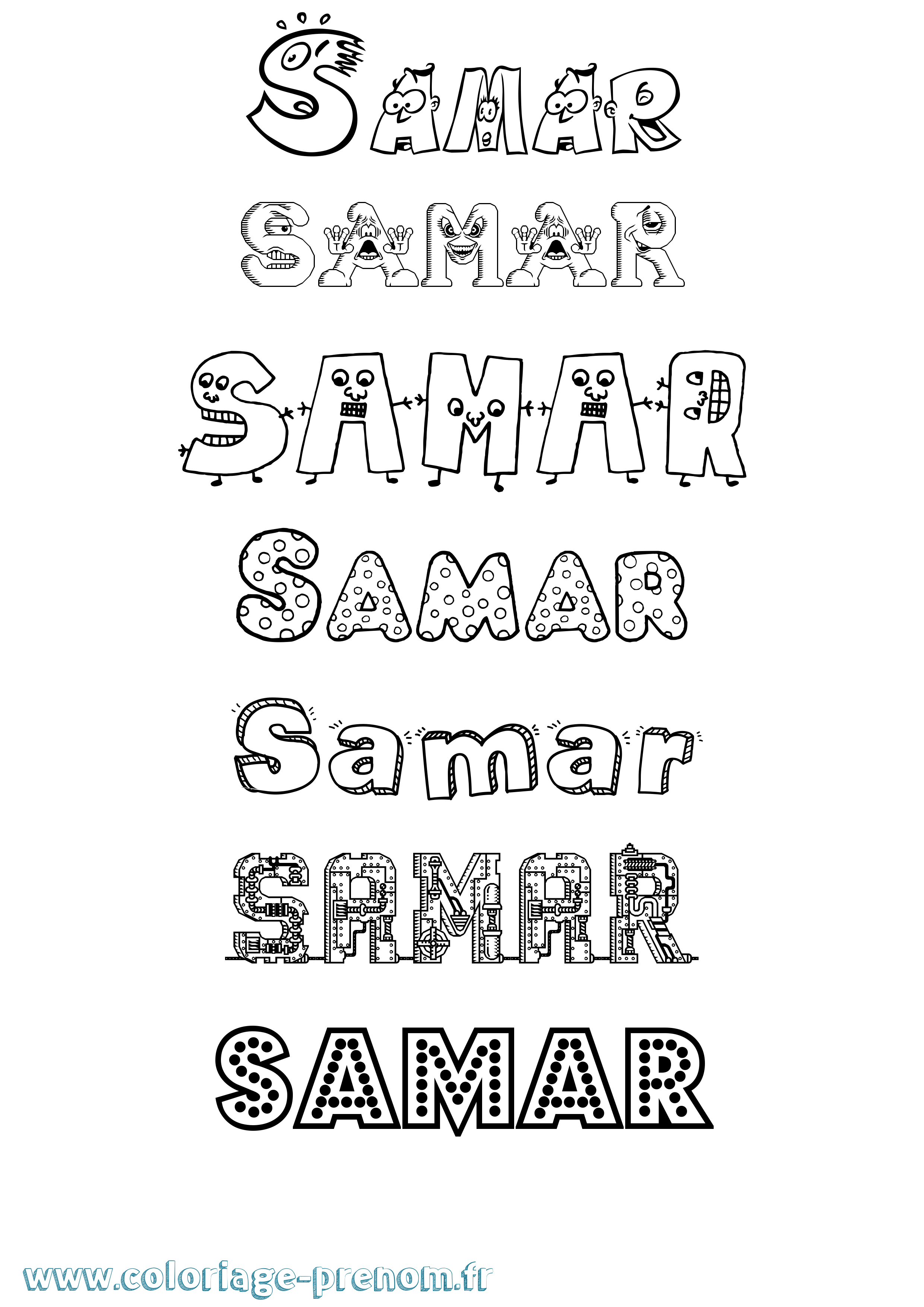 Coloriage prénom Samar Fun