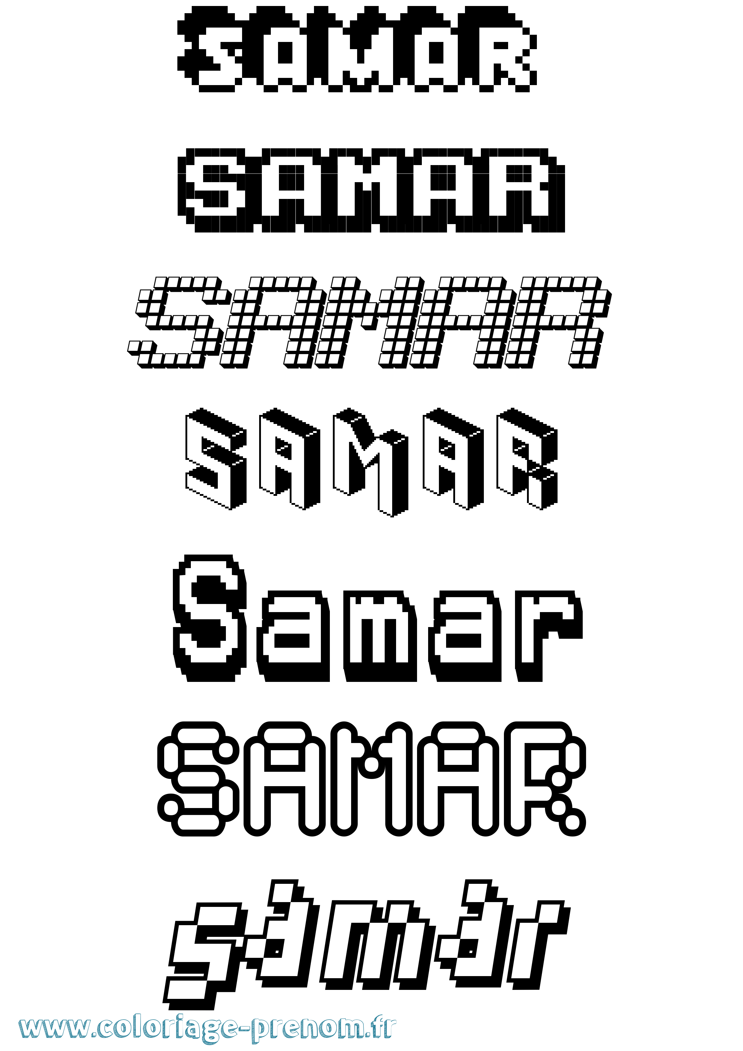 Coloriage prénom Samar Pixel