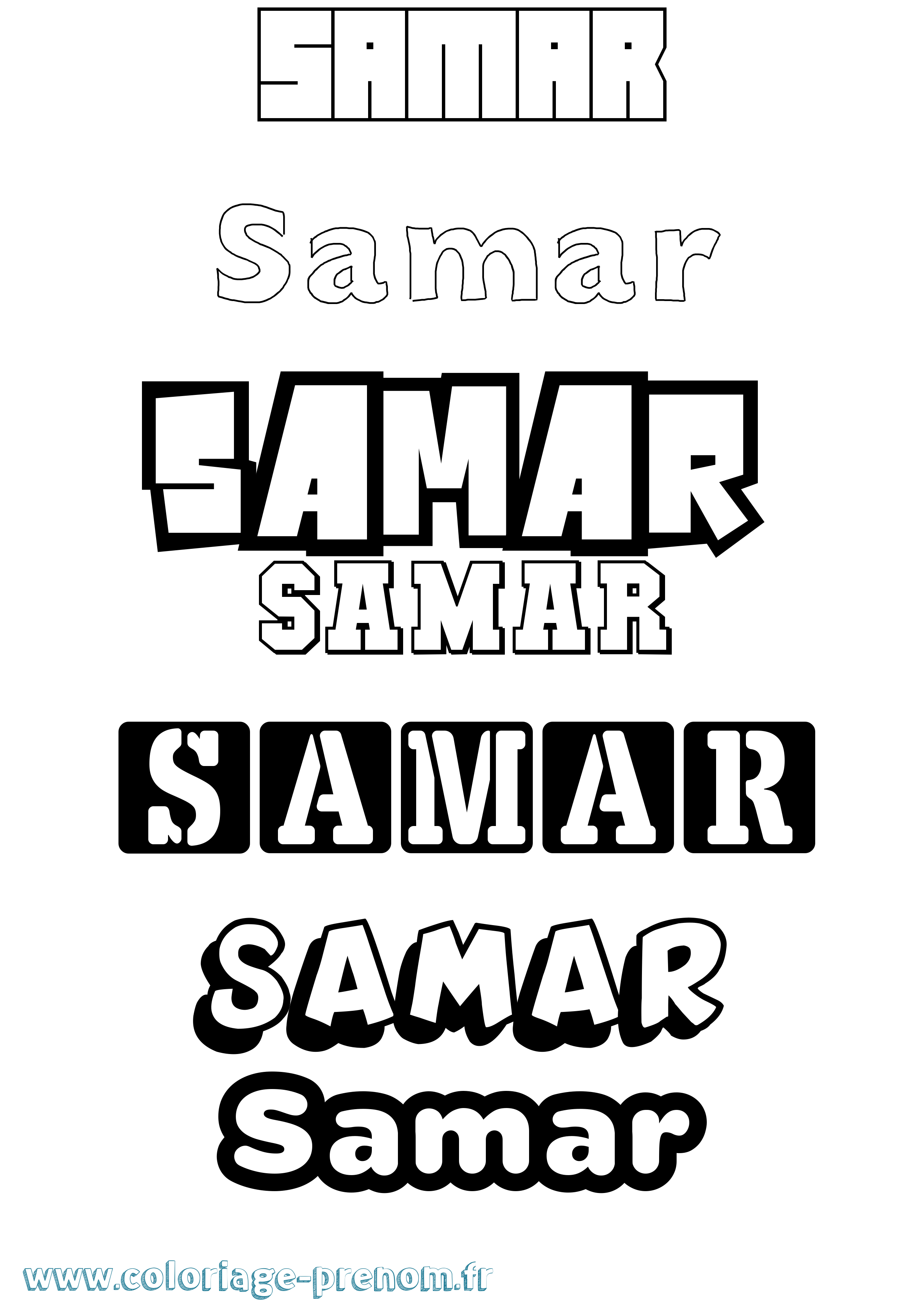 Coloriage prénom Samar Simple