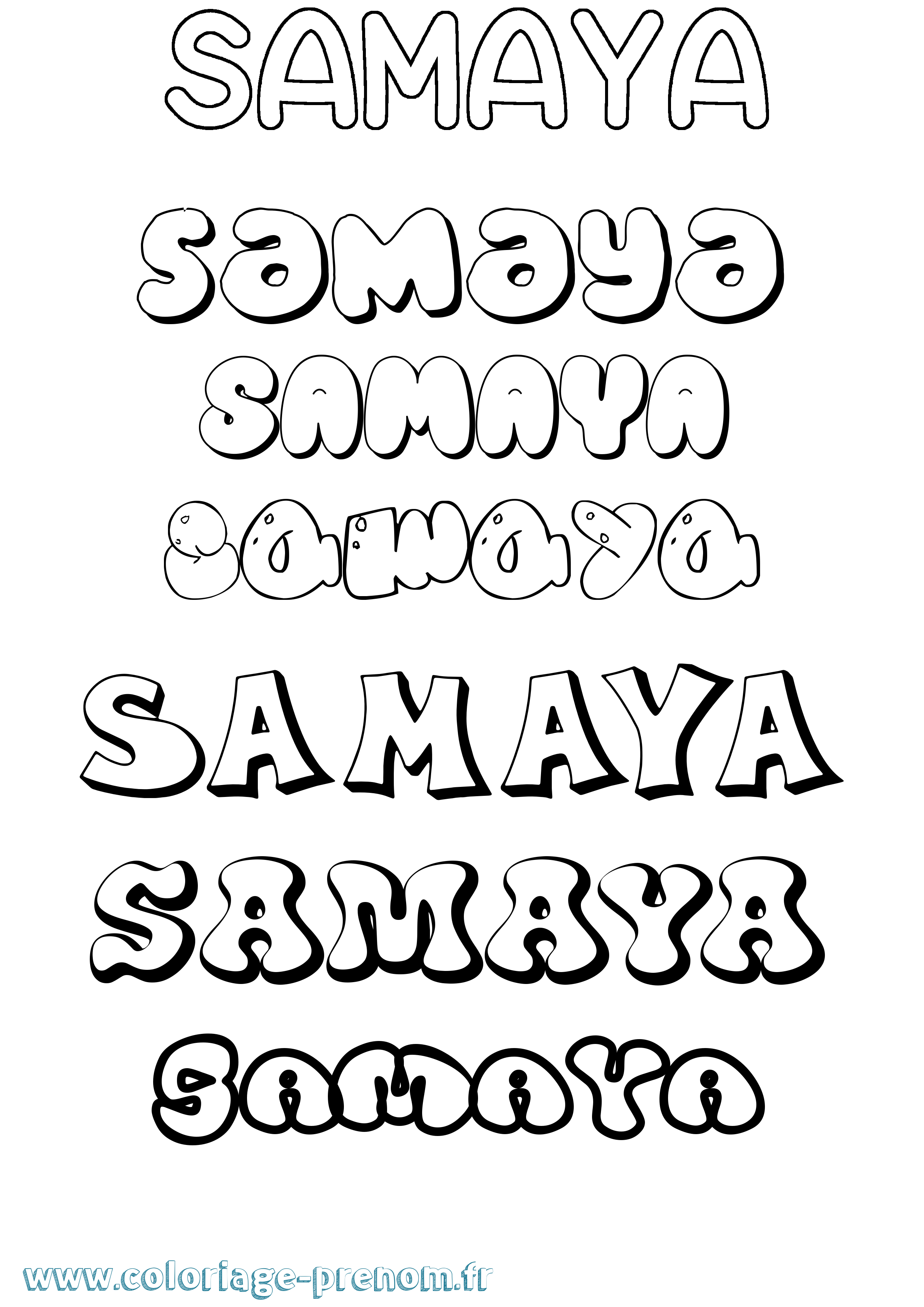 Coloriage prénom Samaya Bubble