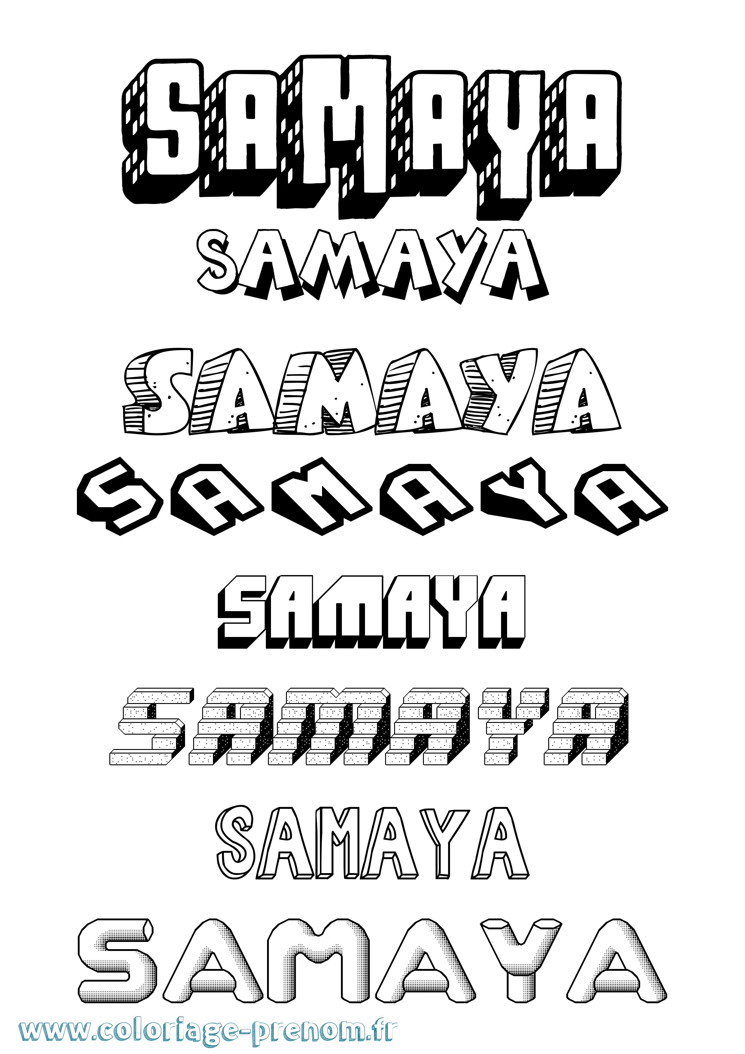 Coloriage prénom Samaya Effet 3D