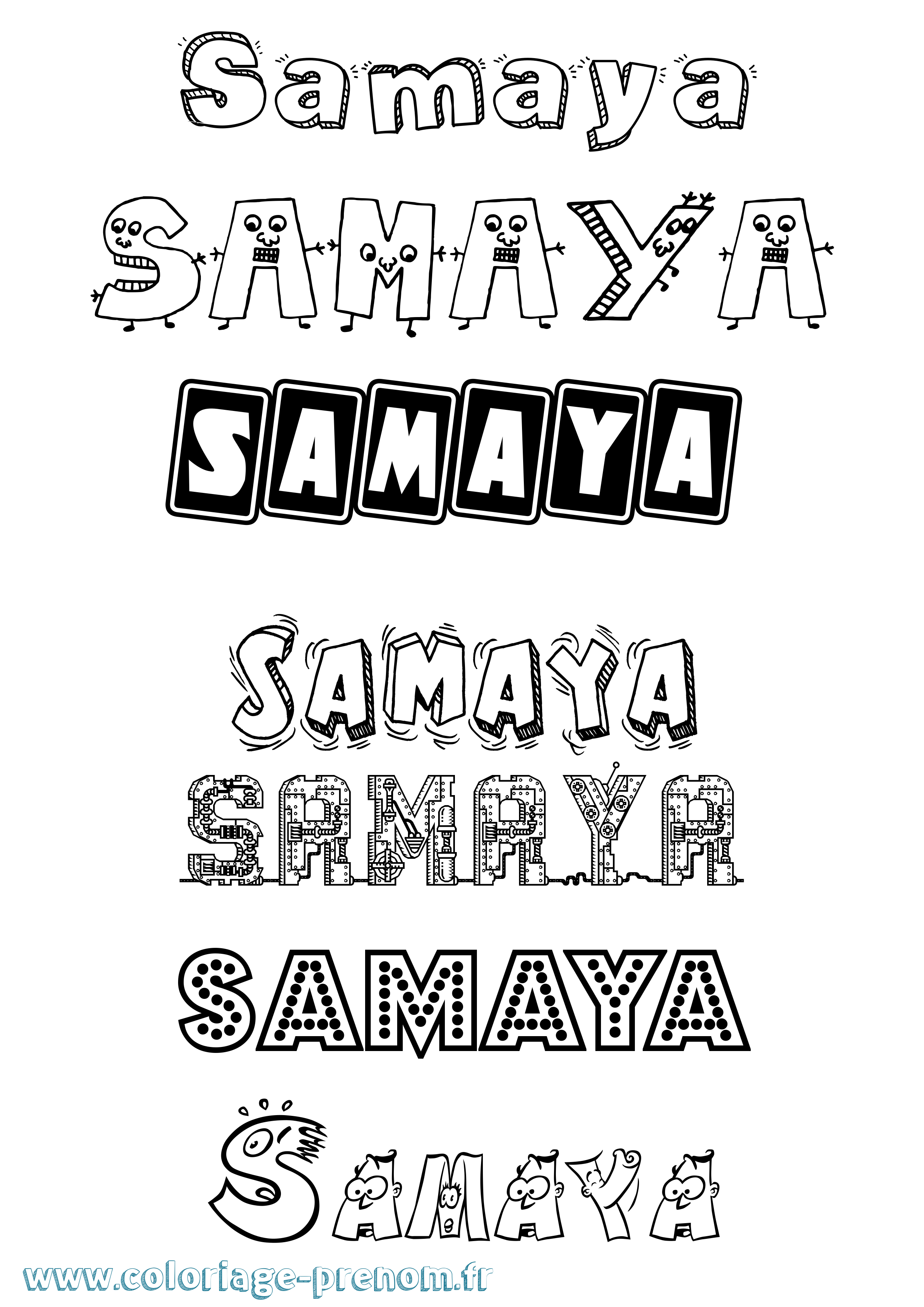 Coloriage prénom Samaya Fun