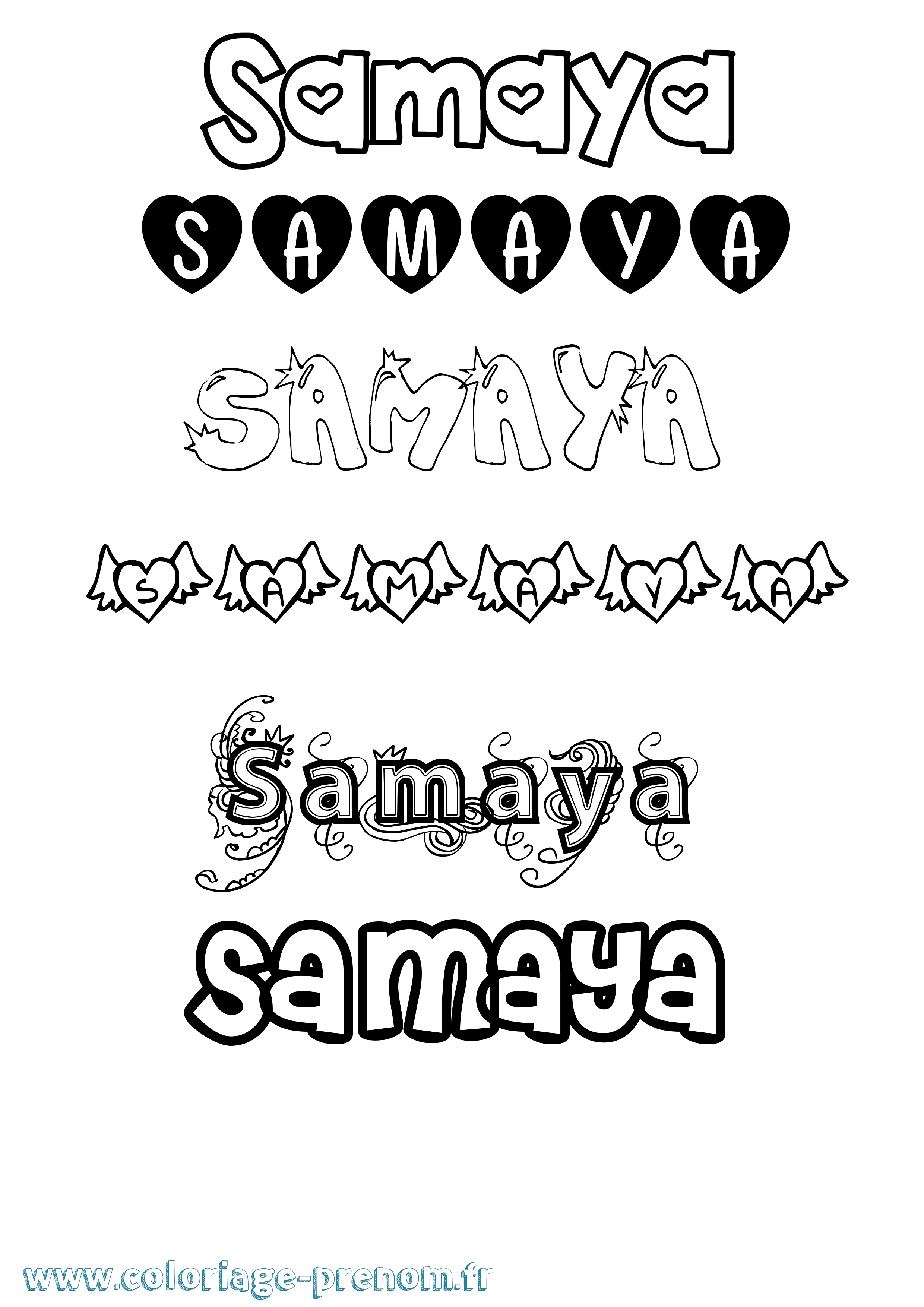Coloriage prénom Samaya Girly