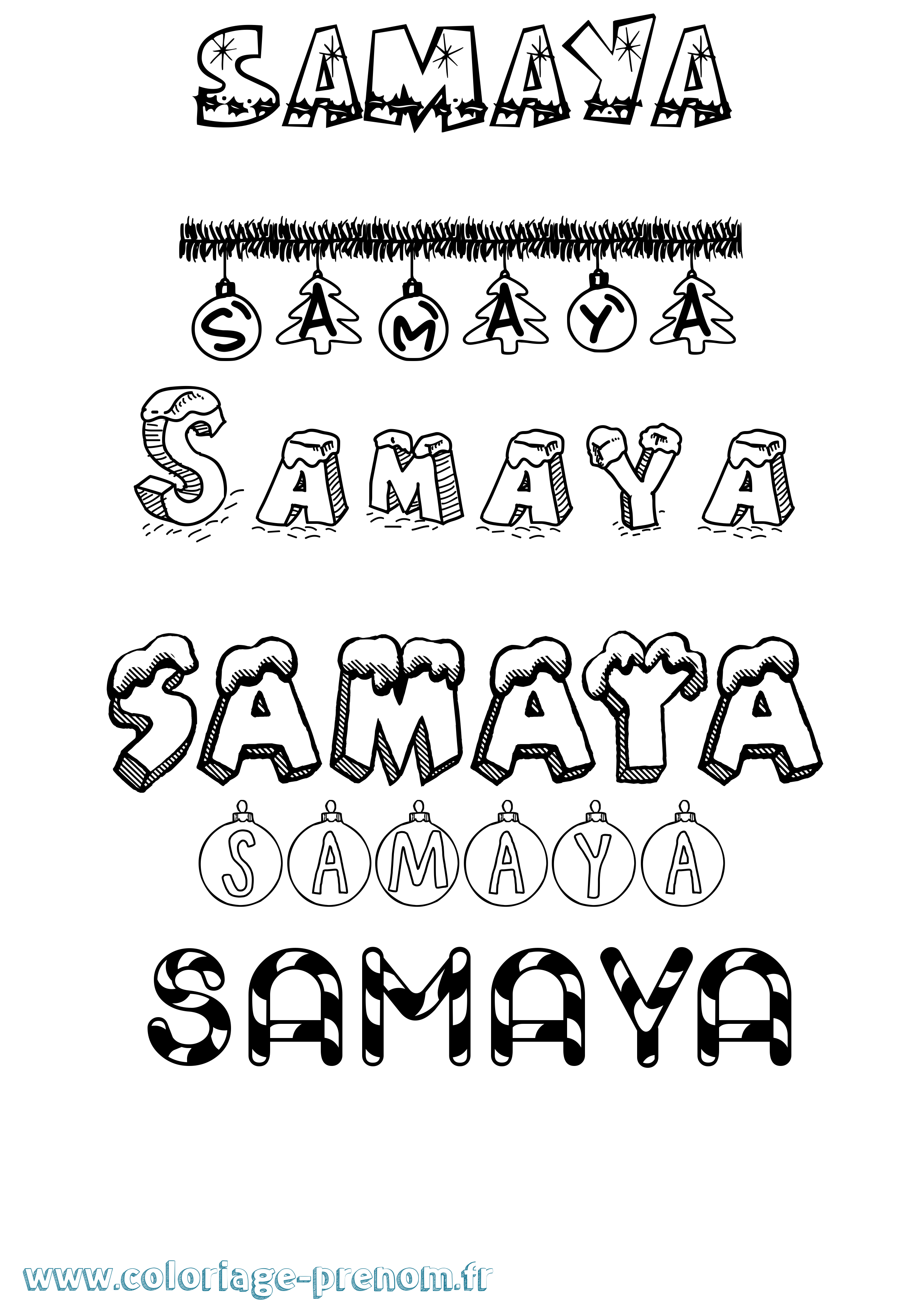 Coloriage prénom Samaya Noël