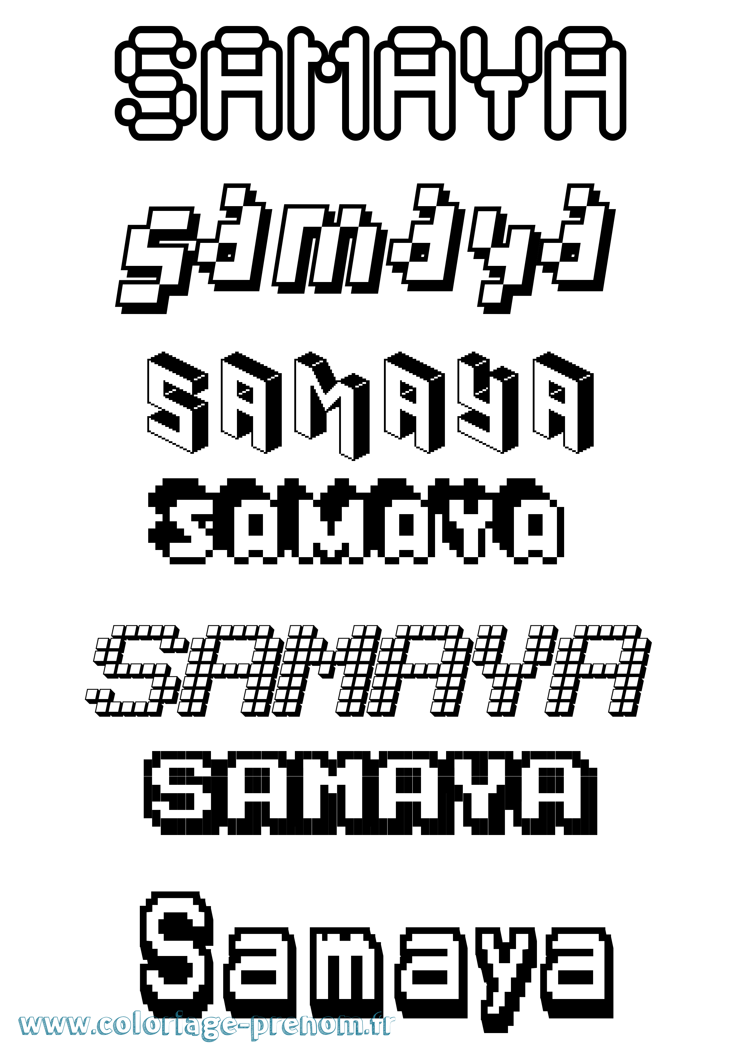 Coloriage prénom Samaya Pixel
